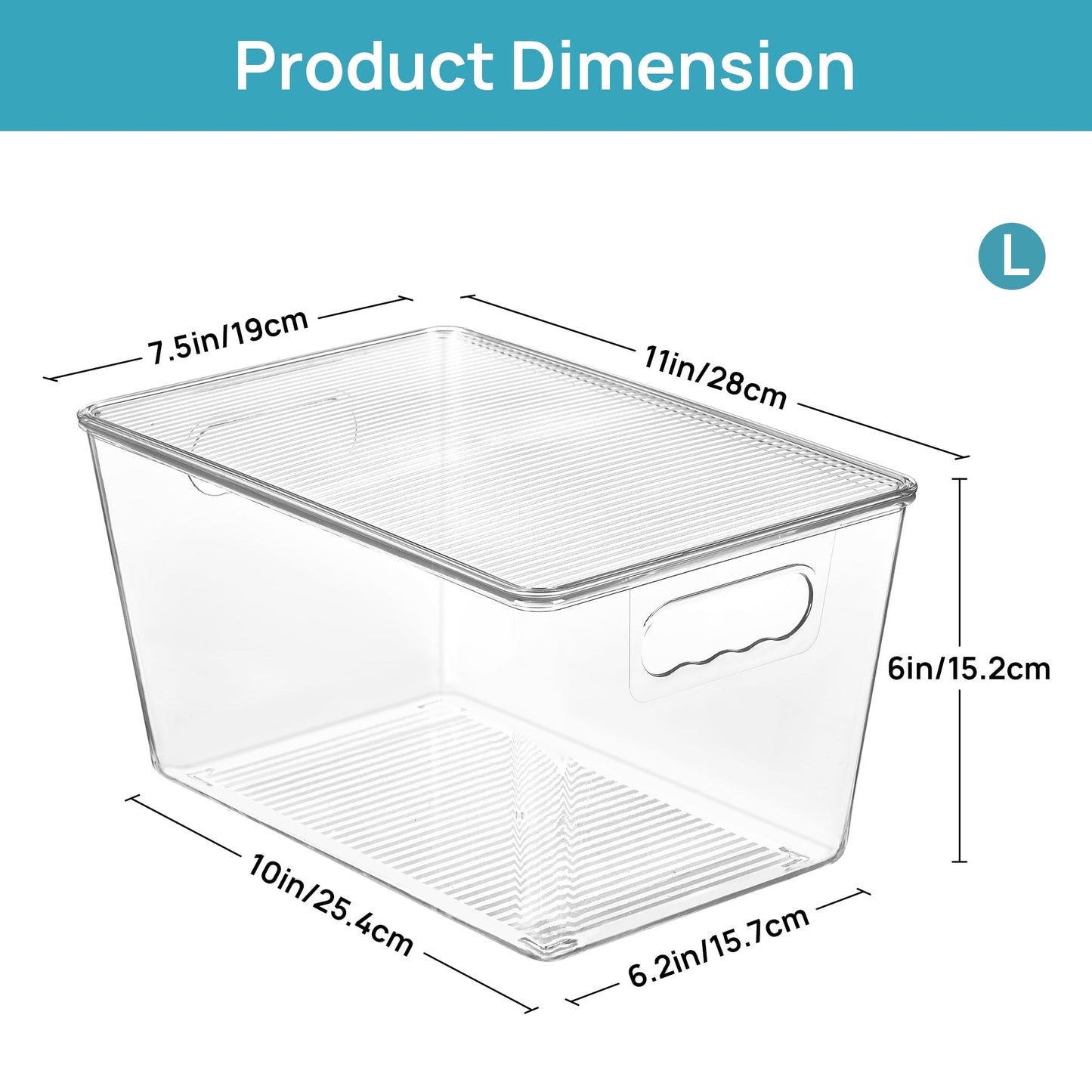 Vtopmart 8 Pack Clear Stackable Storage Bins with Lids, Large Plastic Containers with Handle for Pantry Organization and Storage,Perfect for Kitchen, Fridge, Cabinet, Bathroom Organizer