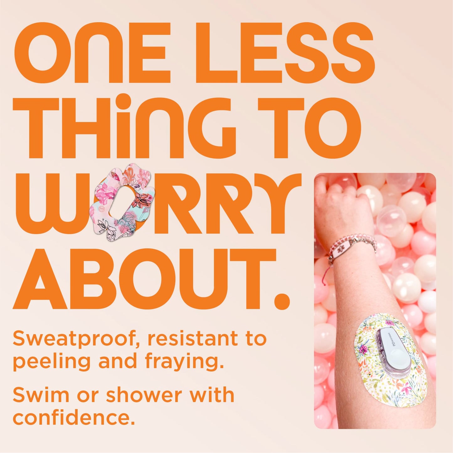 ExpressionMed - Adhesive Patches for Dexcom G7 and Stelo (5-Pack) - Made in The USA, Waterproof, Non-Fraying, Pre-Cut CGM Sensor Tapes (Pastel Flowers Variety Pack - Flower Shape)