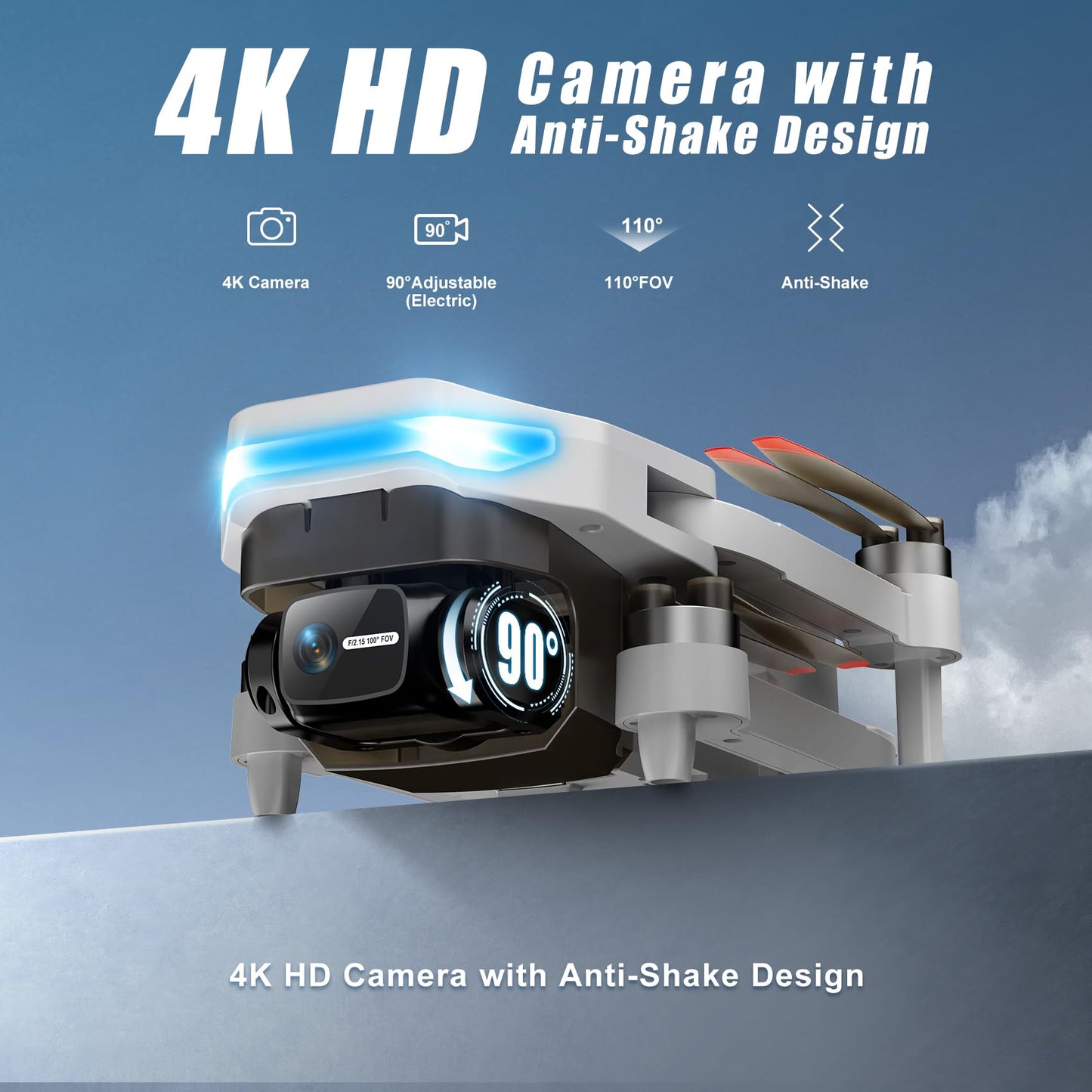 Oddire Drones with Camera for Adults 4K, GPS Auto Return, Waypoint Flight, Orbit Fly, GPS Follow, Gesture Control, Foldable Drone with Brushless Motor, 249g Light, 48 Mins Flight Time with 2 Batteries