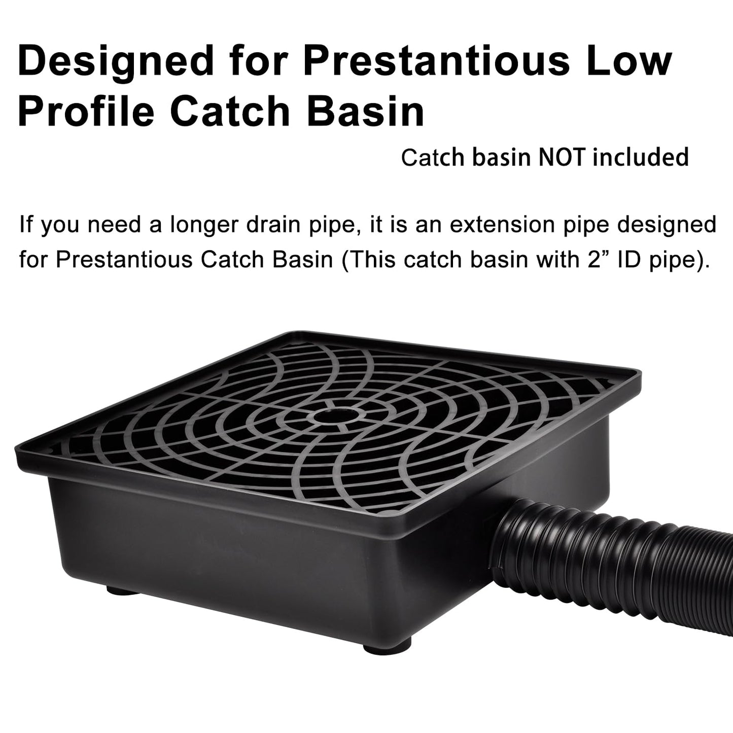 Prestantious Extra Extension Flexible Pipe for Prestantious 12"×12" Catch Basin, 2 inches ID, Pipe Stretched Length 8.2ft