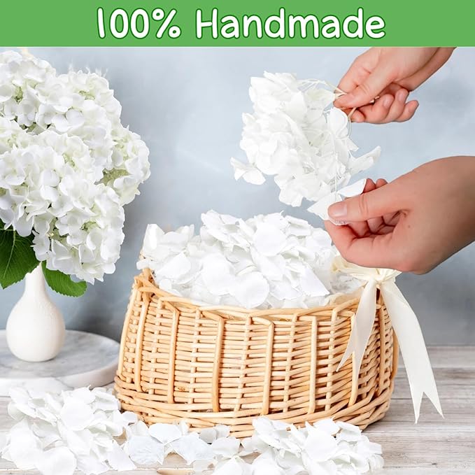 1250+ Real Dried Lvory White Hydrangea Petals - 0.88 oz Preserved Natural Flower Petals for Wedding Decor, Party Confetti, Dinner Table Centerpieces, Handcrafts
