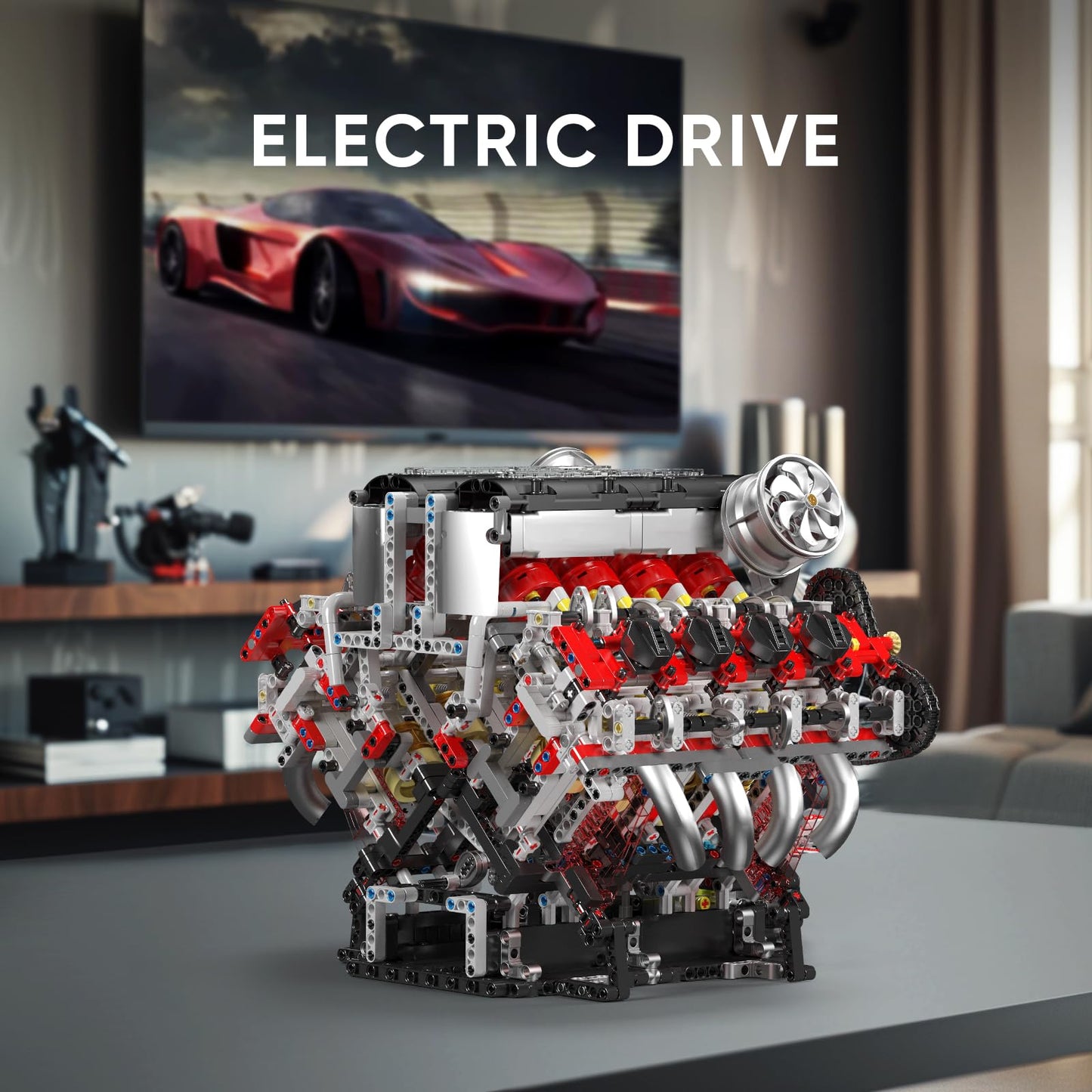 Mould King V8 Engine Building Blocks Sets, V8 Engine Model Kit That Runs, MOC Engineering Model Building Kit with Battery and Motor, 2718 PCS Building Blocks for Adults