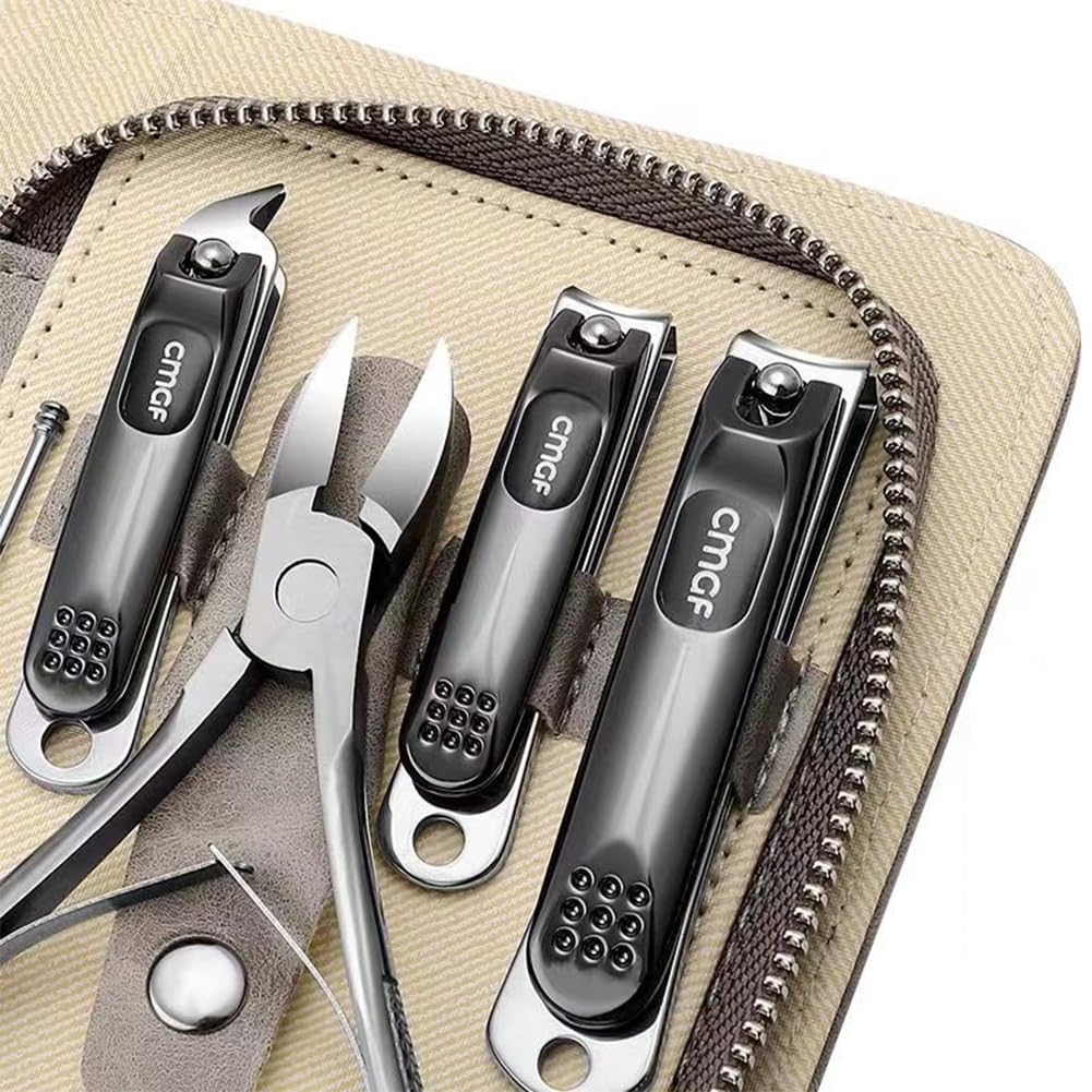 Professional Manicure Kit, Nail Scissors, Cuticle Cutter, Nail Clipper, Hand Sanitizer, Grey