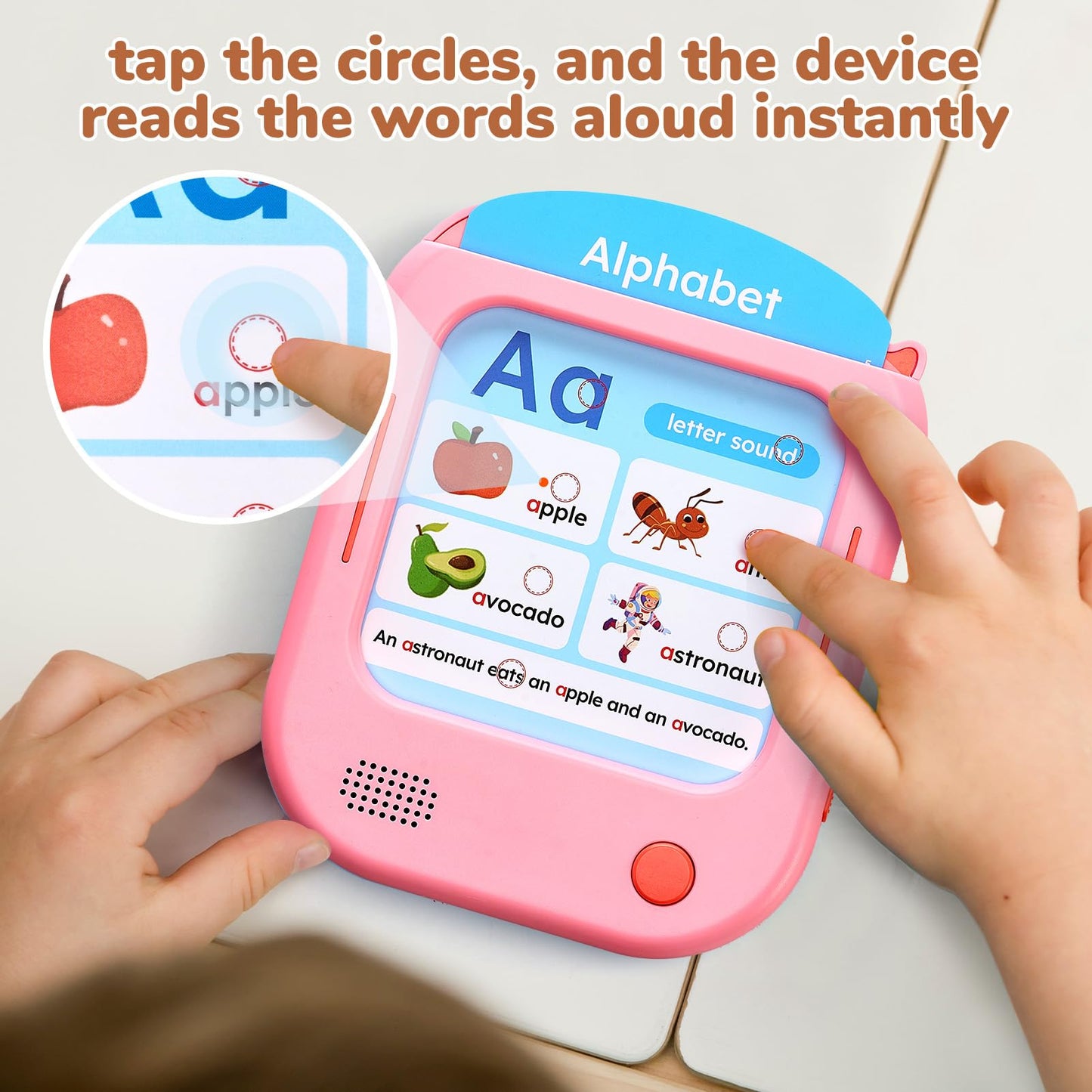 JoyCat Kids Learning Tablet, Phonics Talking Flash Cards, Learn to Read with 156 Pages, 40+ Themes, 600+ Words, 100+ Interactive Games, Screen-Free Learning Toys Birthday Gifts for 2-6 Year Old