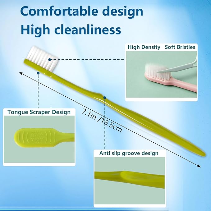 50 PCS Disposable Toothbrushes, Bulk Individually Wrapped Toothbrushes, Travel Toothbrush Pack, Ultra Soft Bristles & Non-Slip Handle, Perfect for Home, Travel, Hotel, Donation (50 Pieces)