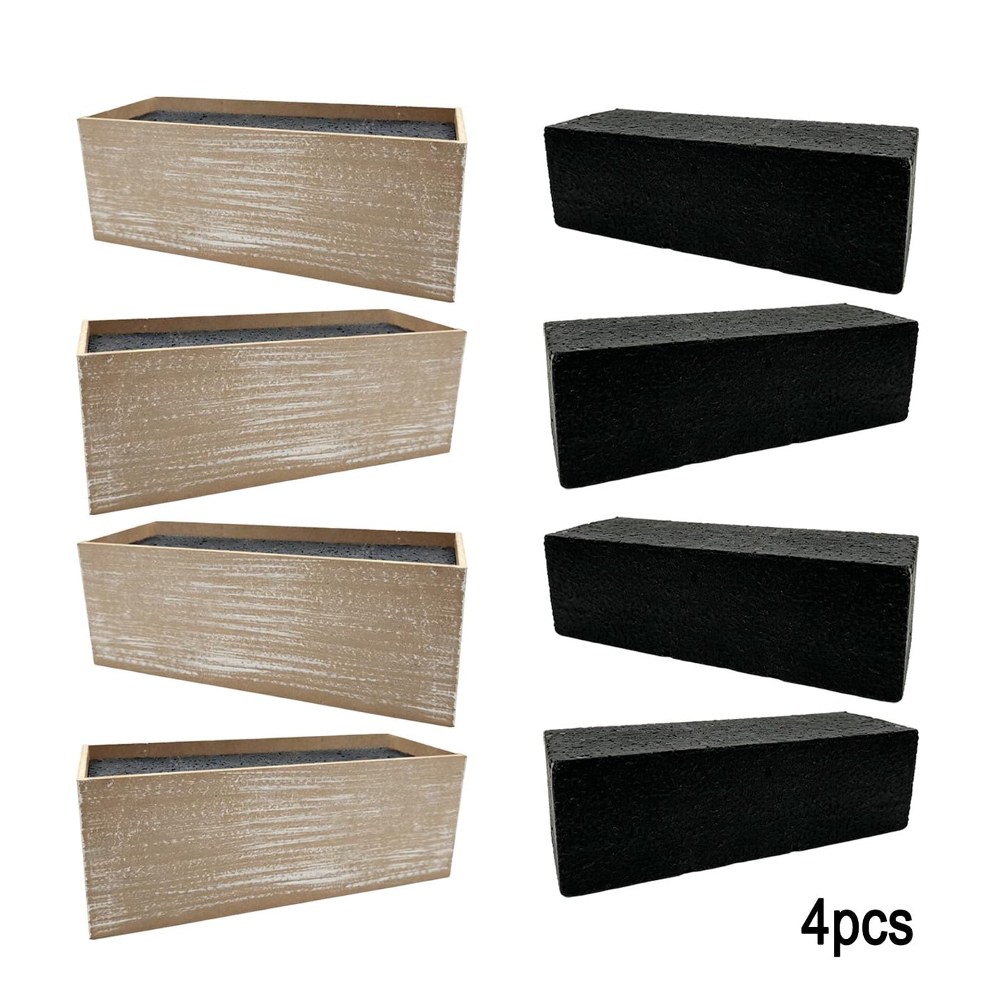 LIUXINJIAN-RHX Wood Boxes for Centerpieces 12x4 Inch Rectangle Wooden Planter Box Rustic Wood Planter with Removable Plastic Liner Floral Foam Blocks for Centerpieces Home Wedding Garden Decor (4)