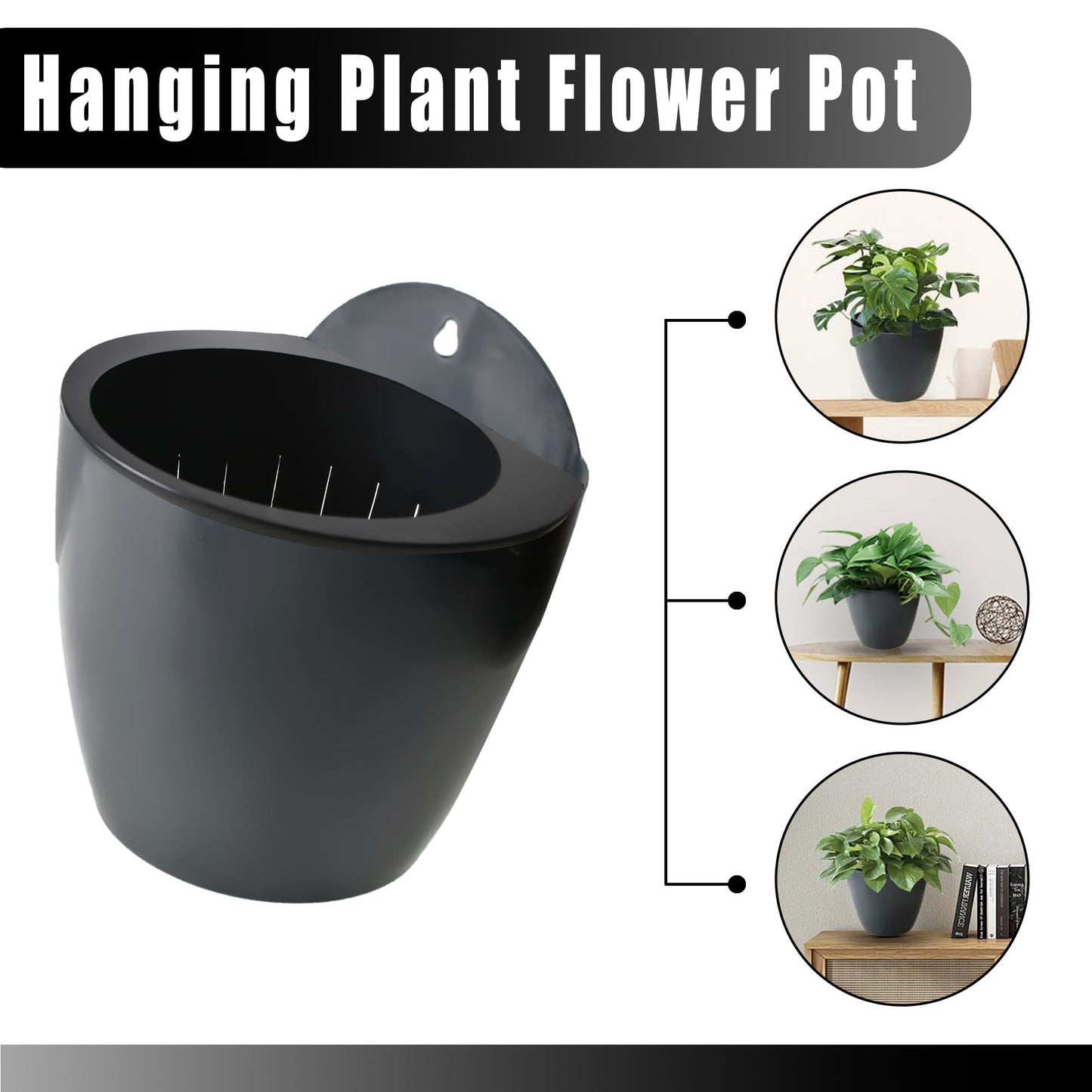 elfinrm 7Pack Self-Watering Plant Flower Pot Wall Hanging Plastic Planters Size 7 inch with 7 Hooks Replacement for Plants Flowers Indoor Outdoors