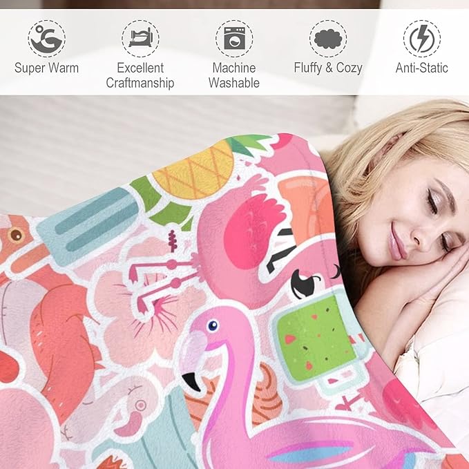 Custom Flamingo Blanket Gifts with Name - 60 x 80 Inches Funny Flamingo Throw for Men & Women - Pink Fluffy Comfort Furry Blankets for Winter