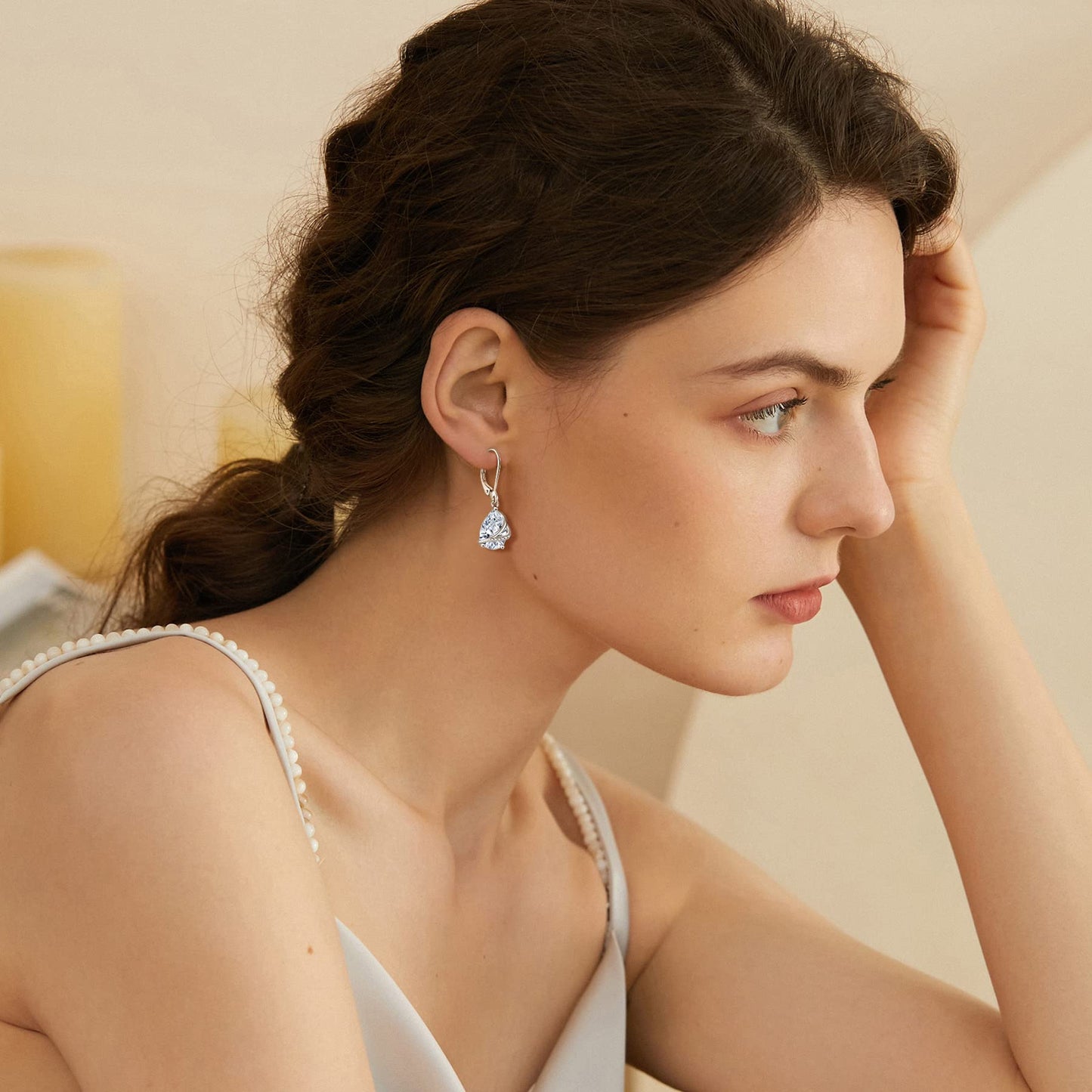 Rocayi Dangle Drop Earrings for Women 925 Sterling Silver Teardrop Leverback Earrings April Birthstone Jewelry