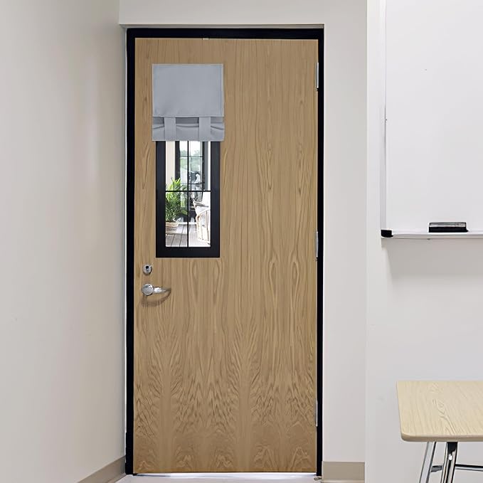 RYB HOME Blackout French Door Curtain - Privacy Thermal Insulated Window Shades for Patio Kitchen Front Entry Back Door Glass Window, Self Adhesive No Drill, 1 Panel, 12" W x 40" L, Sliver Grey