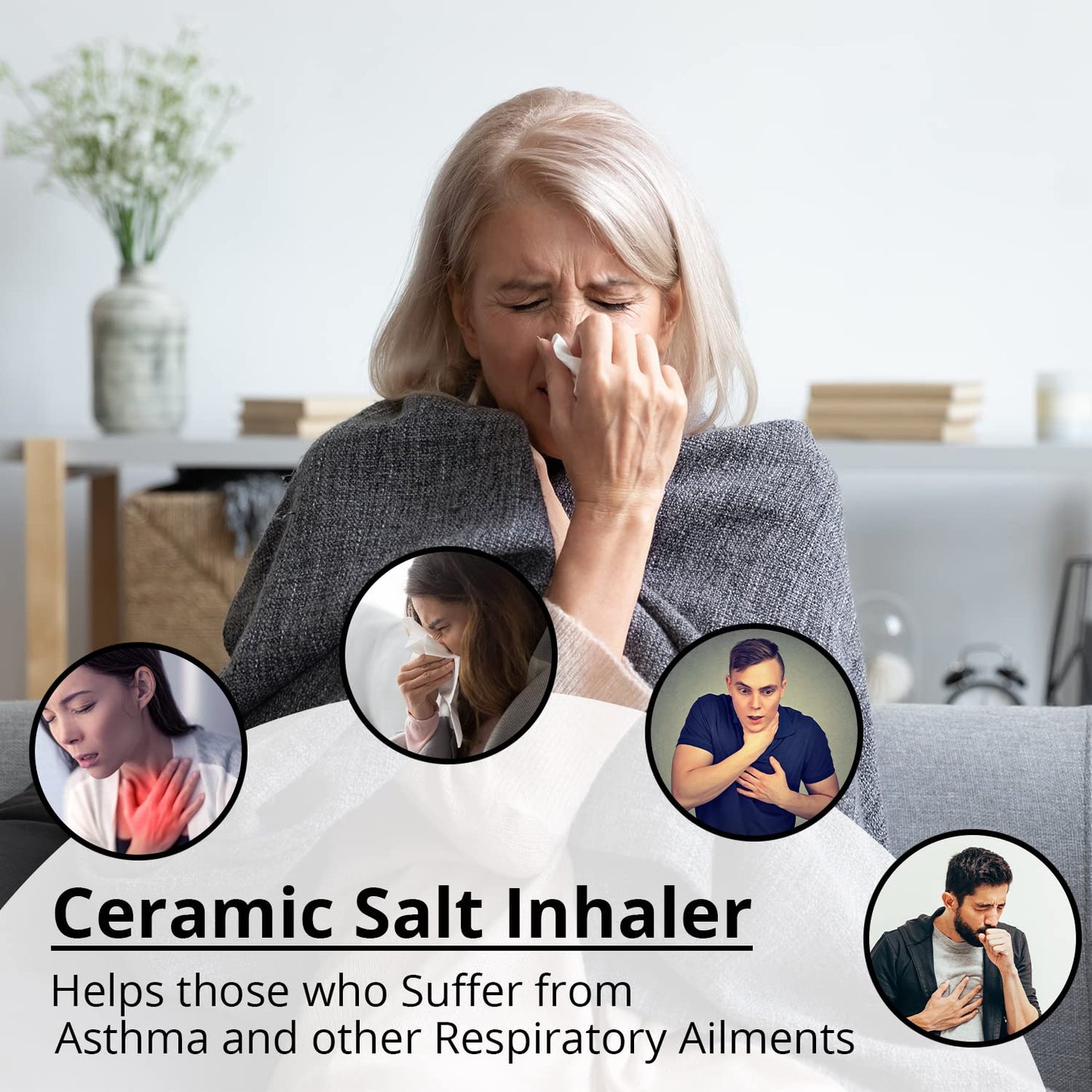 Natural Solution Himalayan Salt Inhaler Ceramic with Himalayan Pink Salt – A Simple and Natural Way to Enjoy a Refreshing and Soothing Salt Air Experience