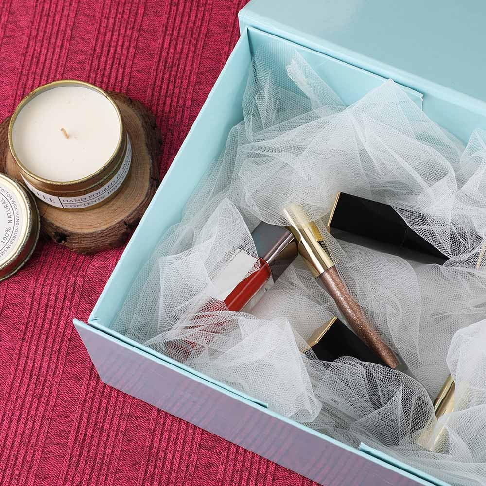 OBMMIRAO Upgrade 3PCS Blue Gift Box 9.5x7x4 Inches, Sturdy With Lid for Packaging, Foldable Magnetic Closure Storage, Bridesmaid Proposal, Rectangle Collapsible