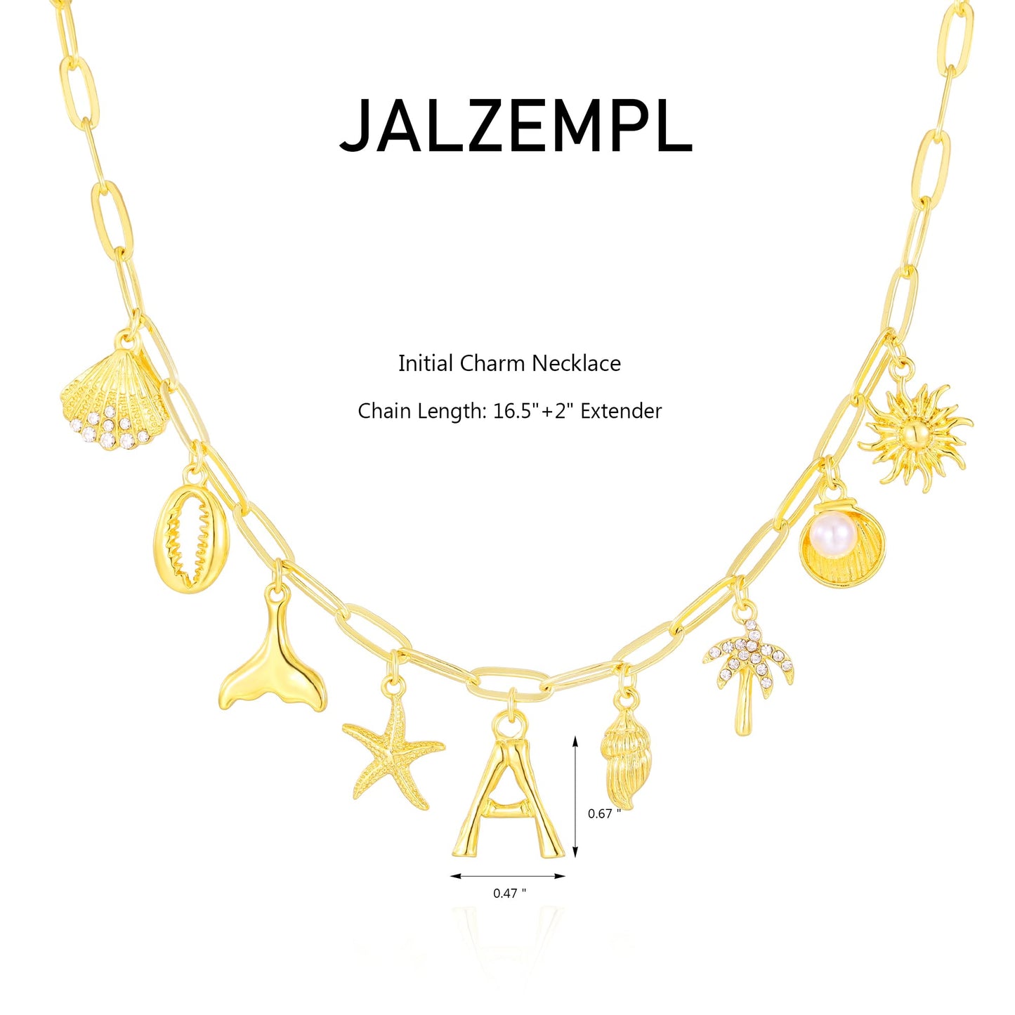 JALZEMPL Initial Charm Necklaces For Women Shell Letter Paperclip Chain Seashell Starfish Beach Summer Pendant Boho Surfer 14K Gold Plated Jewelry Gift (X)