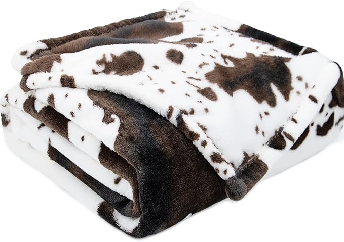 Cow Blanket for Kids 40x50 Inches - Ultra-Soft Fleece Bedding for Boys Girls, Lightweight Nursery Stroller Blanket, Cute Animal Print Throw for Car Seat Couch
