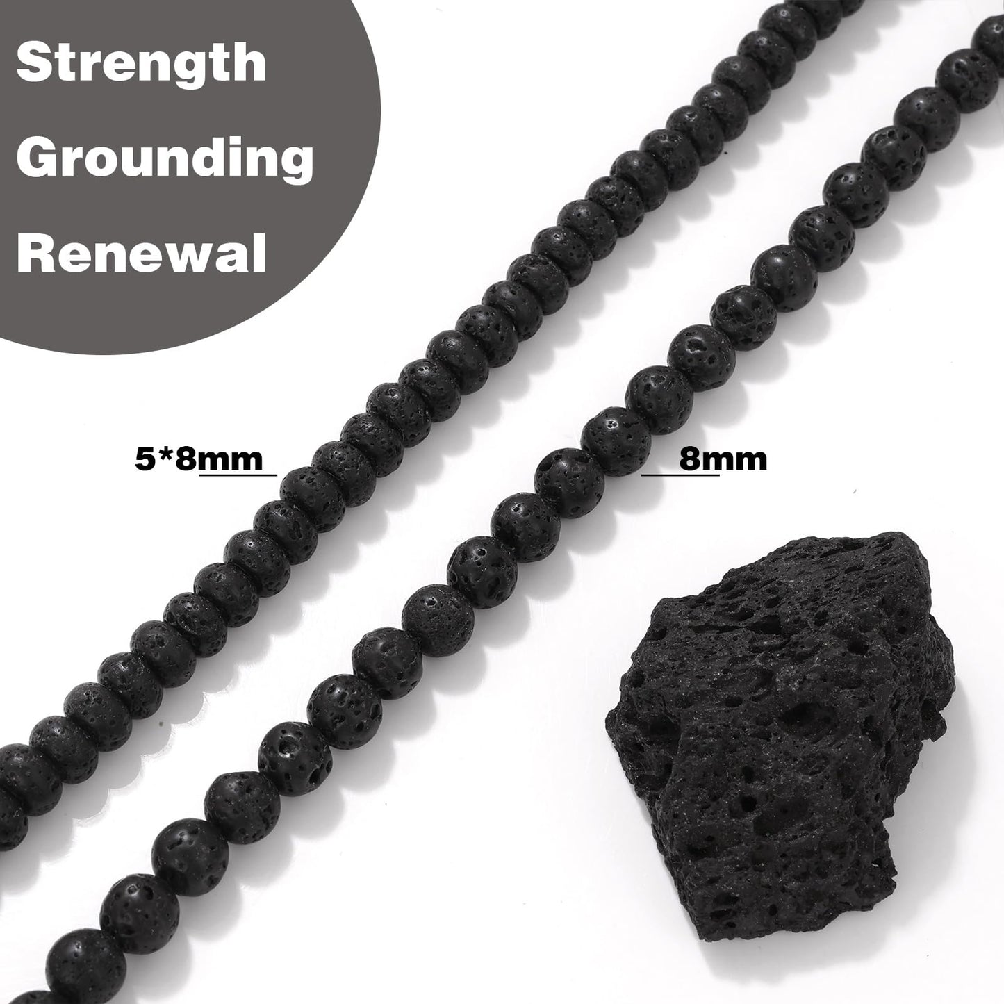 Raicegs 100pcs 8mm Lava Rock Beads Natural Gemstone Beads Round Loose Beads for Jewelry Making DIY Bracelets Necklace