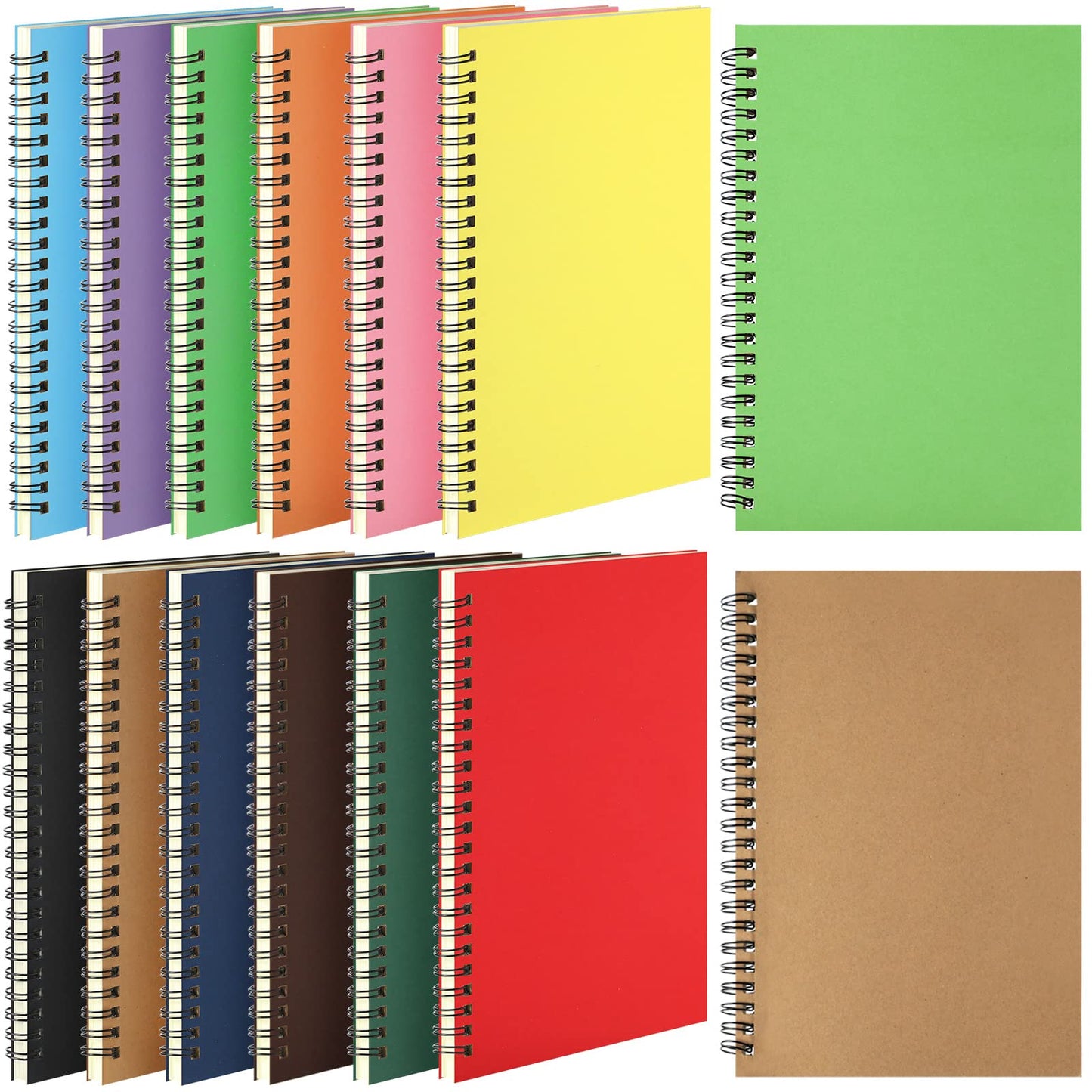 Leelosp 12 Pack Small Spiral Notebook Lined Spiral Journal College Ruled Notebook Wire Bound Kraft Cover, 120 Pages for Work (Multicolor,5.5 x 8.3 Inch)