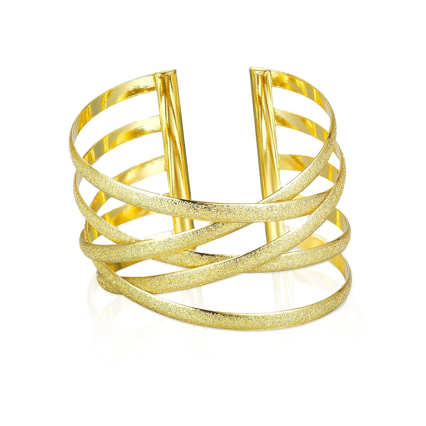 SHINYTE CATALINE Mother's Day Jewelry Gift for Women,14K Gold Plated Adjustable Chunky Cuff Bracelet,Bold Wide Wrap Bangle,Boho Arm Cuff for Her,Mom