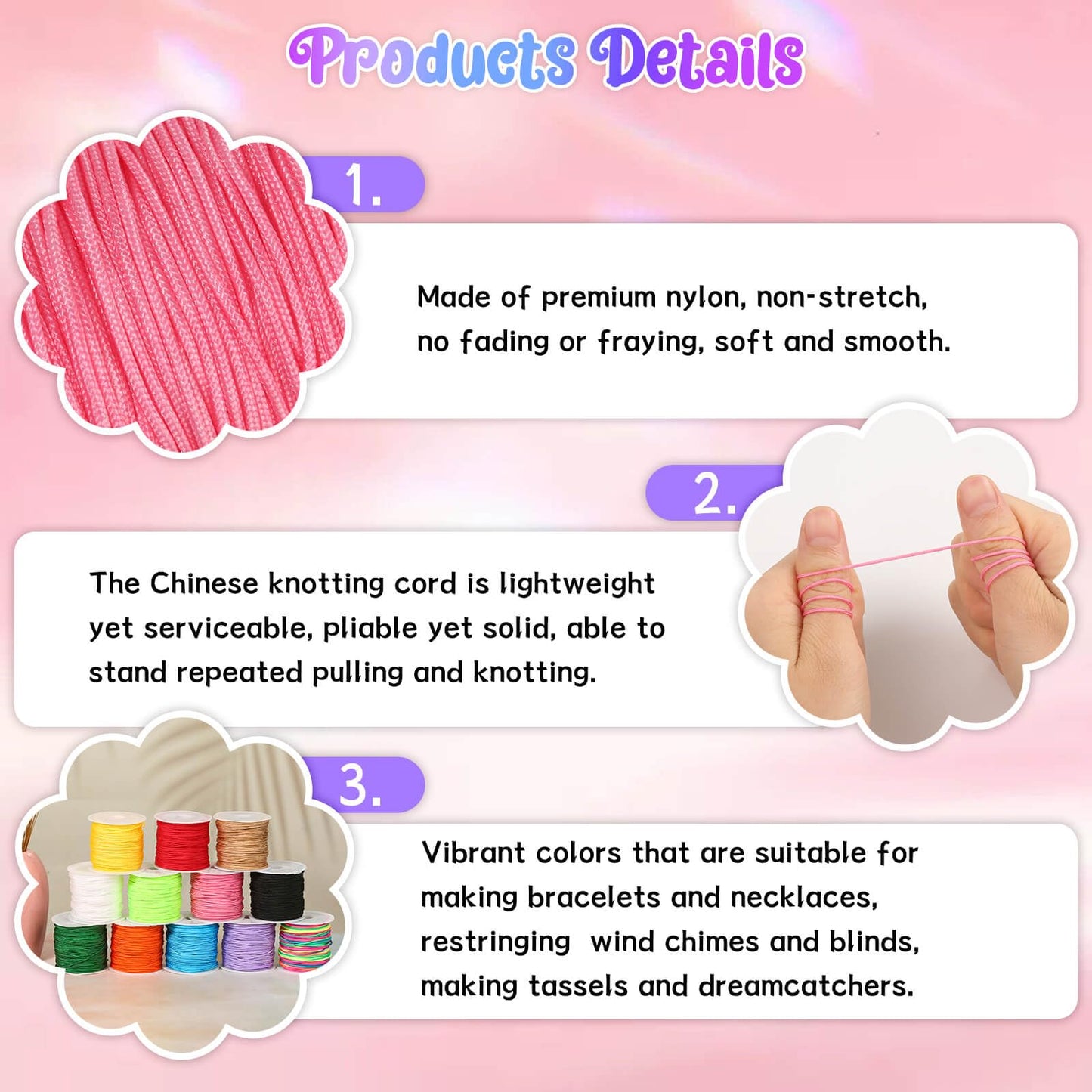 Selizo 12 Rolls Nylon String for Bracelets, Chinese Knotting Nylon Cord for Jewelry Making, Nylon Beading Thread for Kumihimo, Braided Bracelets, Necklaces, Macrame Craft, Wind Chime