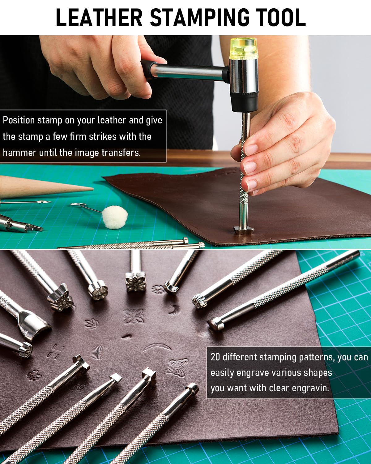 Nicpro 85PCS Leather Tooling Kit Leather Working Tools Kit with Custom Storage Bag, Adults Leather Making Craft Tools Beginner Kit for Stamping Sewing Carving Cutting Punching Leather Working