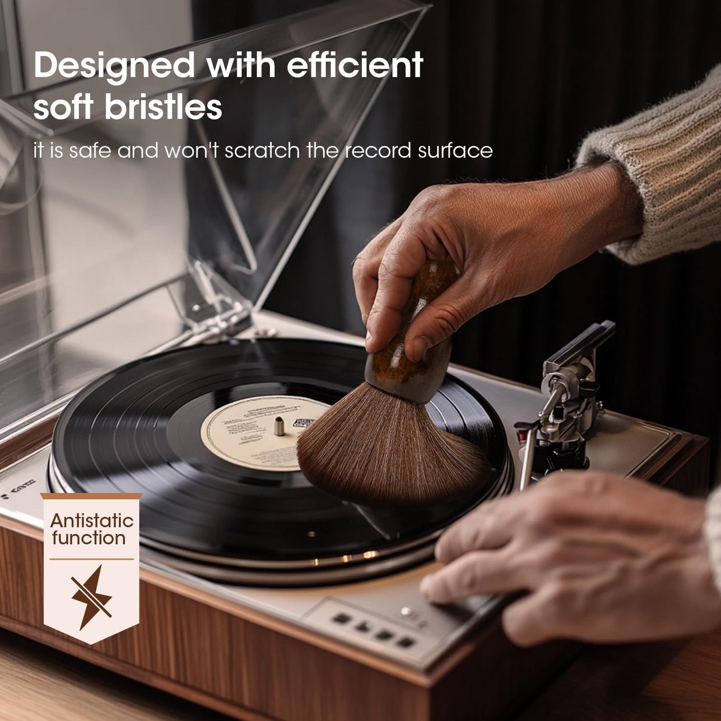 Vinyl Record Cleaning Brush - Ultra Soft Anti Static Brush for Vinyl Records - Essential Record Player Accessories for Flawless Vinyl Care