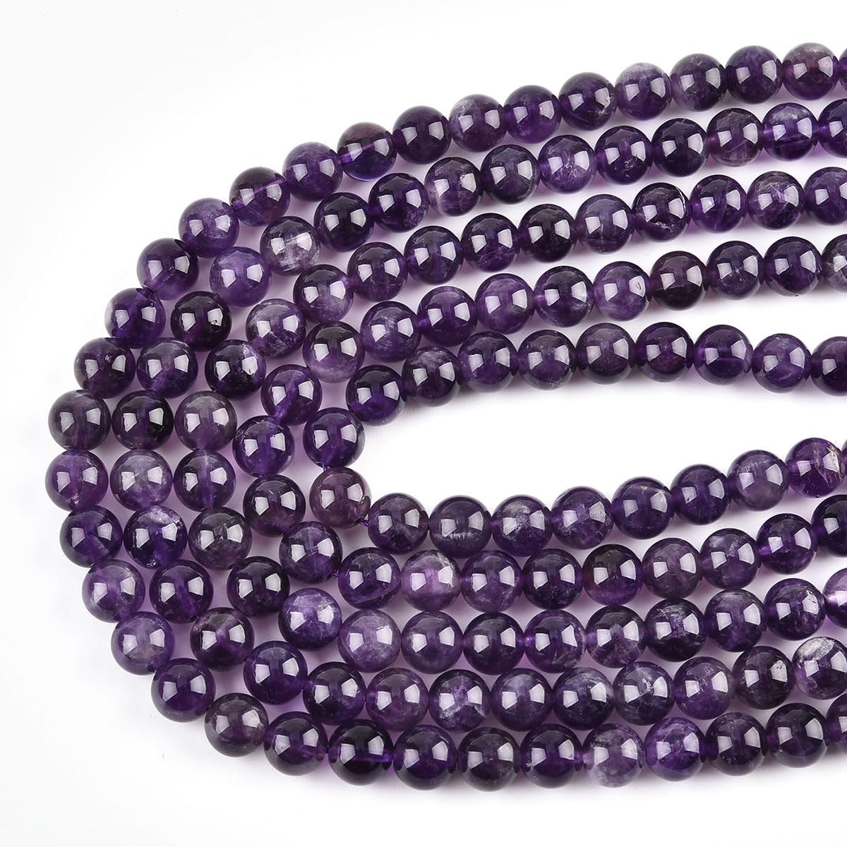 6mm Natural Amethyst Beads Round Gemstone Loose Beads for Jewelry Making (60-62pcs/strand)