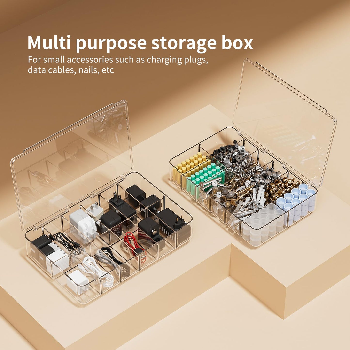 APLOP Clear Acrylic Makeup Organizer with Cover - 12 Compartments Cosmetic and Jewelry Organizer for Vanity and Desk Storage