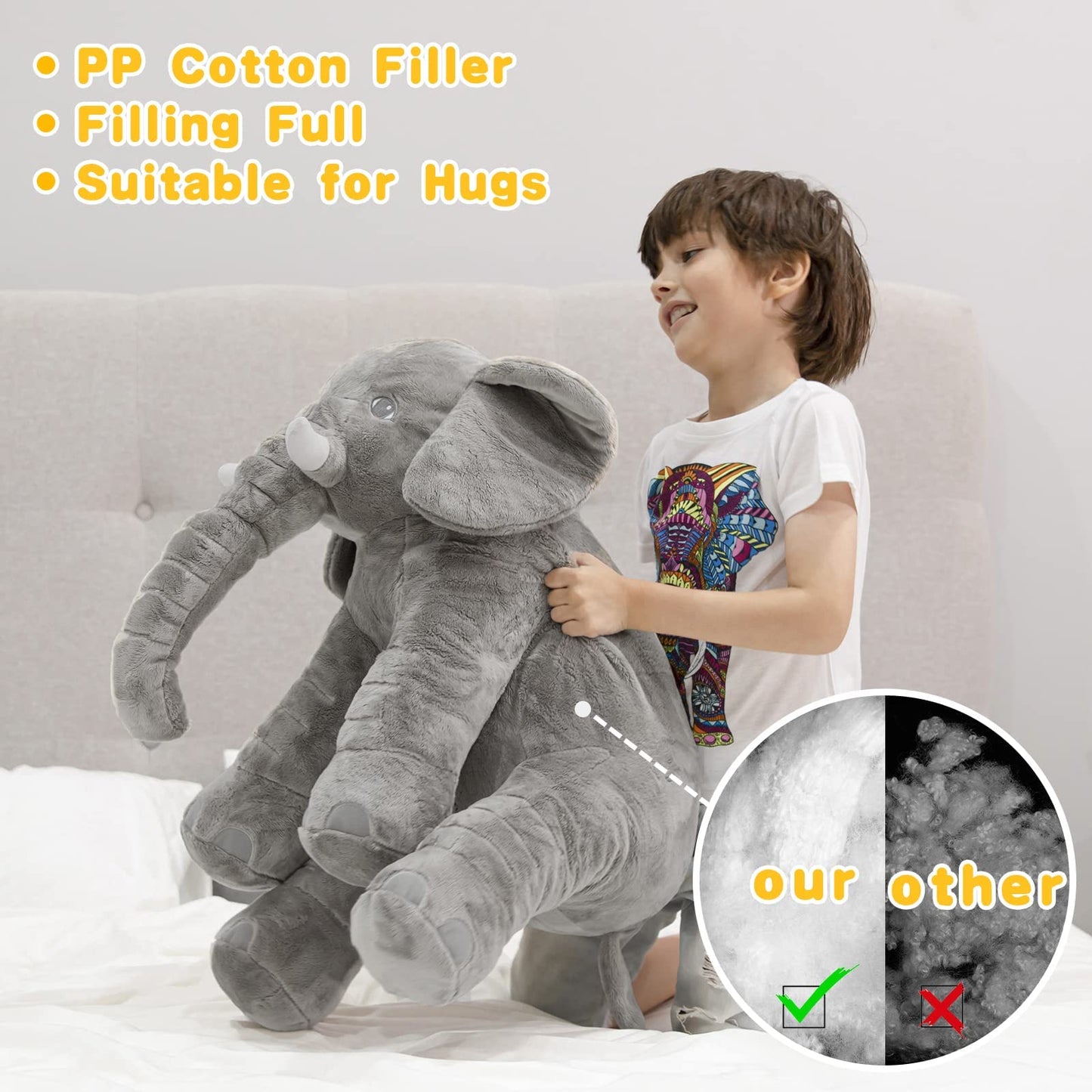 Homily Stuffed Elephant Plush Animal Toy 24 INCH