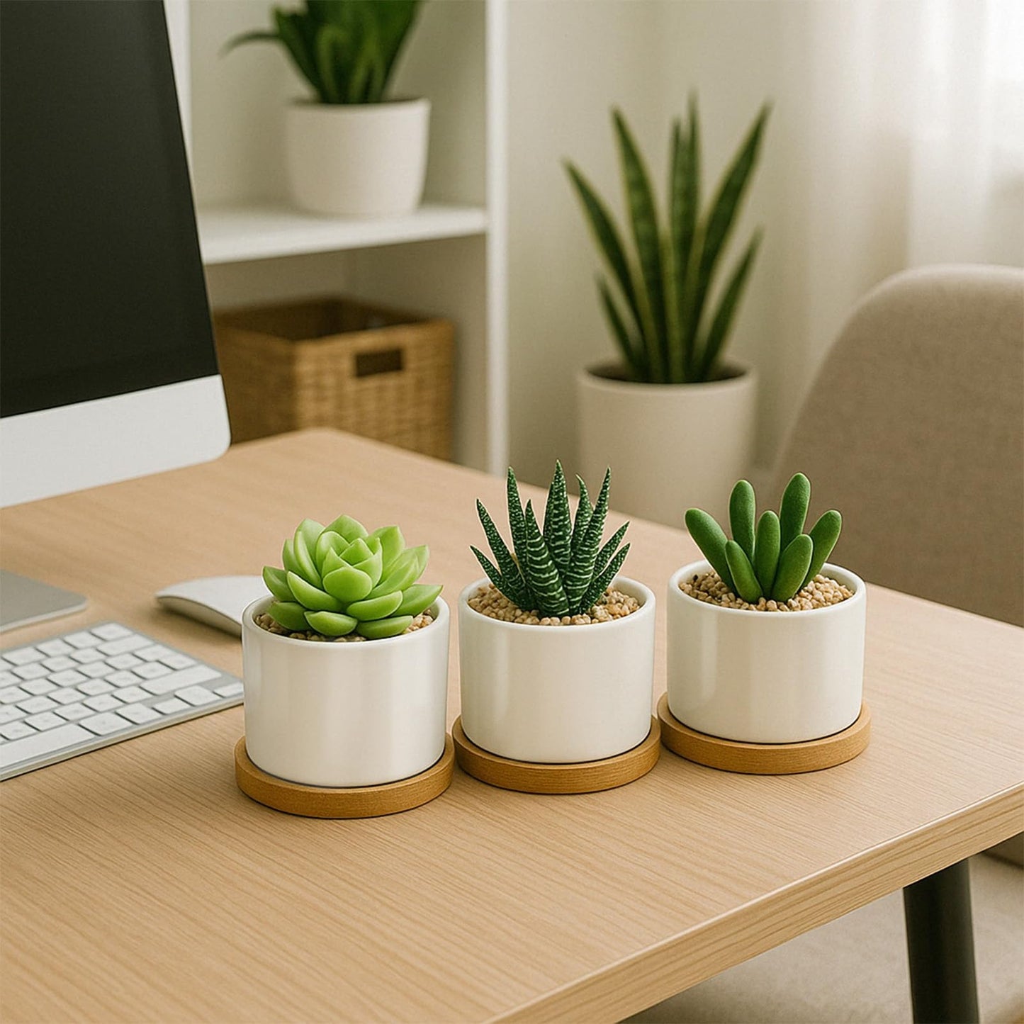 ZOUTOG Succulent Pots 3.1 Inch,Succulent Planters 12 Pack,Small Pots for Plants with Drainage and Tray,White Ceramic Flower Planters for Indoor Plants,Home,Office,Desk