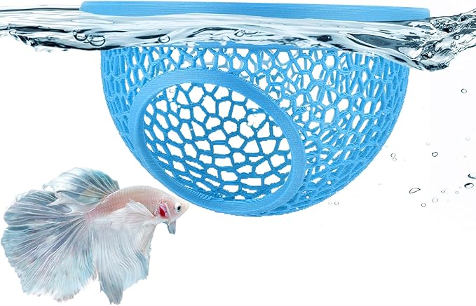 Pink Floating Betta Hide & Shrimp Cave – 3D Printed Aquarium Hammock, Feeding Ring & Resting Spot for Betta Fish, Shrimp & Small Fish (Eco-Safe PLA)