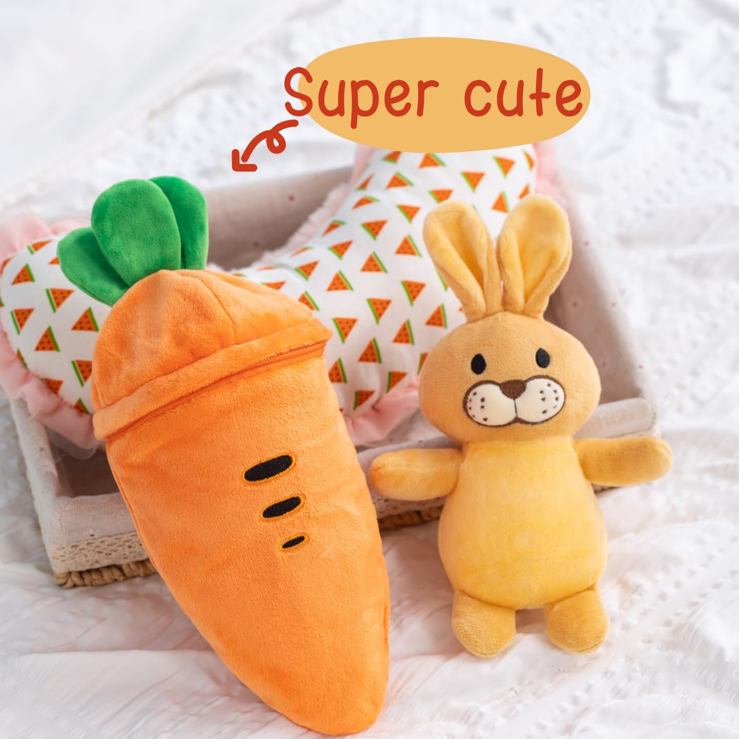 unsnurnoch Carrot Plush Toy with Bunny Inside 11" - Interactive Zipper Design, Rabbit Stuffed Animal, Cute Easter Gift & Home Decor, Soft Bunny Stuffed Animal for Kids & Collectors