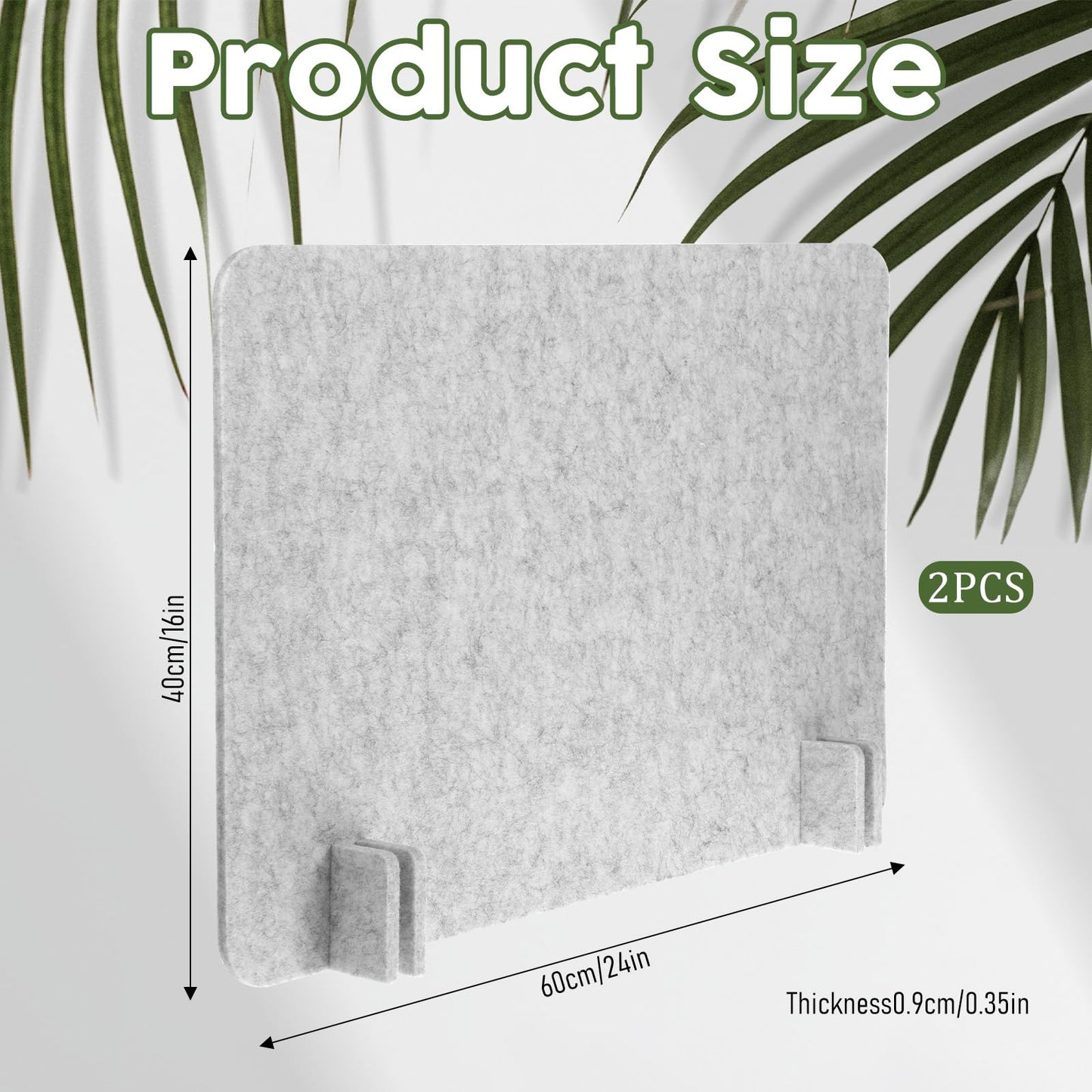 BOHUIZ 2pcs Acoustic Desk Privacy Panel, 24 x 16" Desk Dividers for Students Desk Partition with Support Feet for Office or Home Use(Silver Gray)