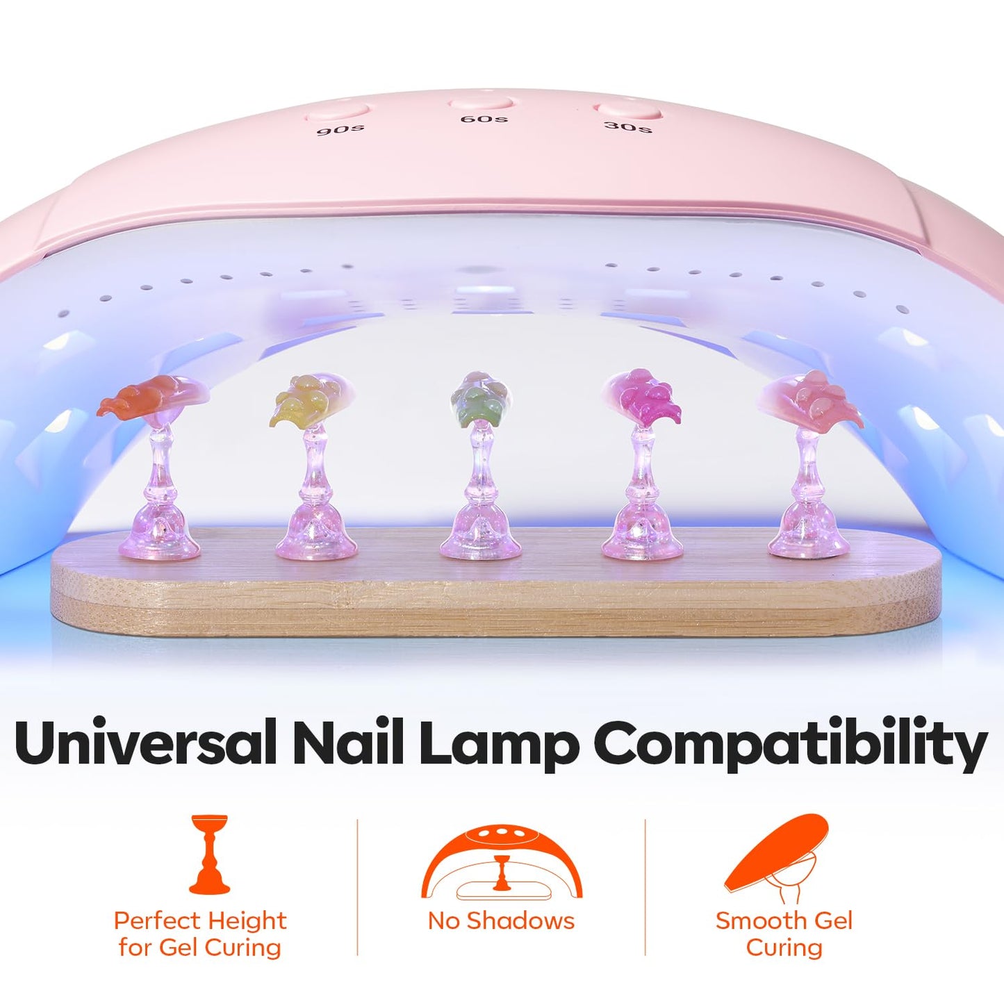 Modelones Nail Stand Set, Magnetic Press On Nails Holders Wider & Heart Display Base Standard Pinky Nail Stands for False Nail Tips Practice Painting 100PCS Adhesive Tabs Double-sided Tape Nail Art