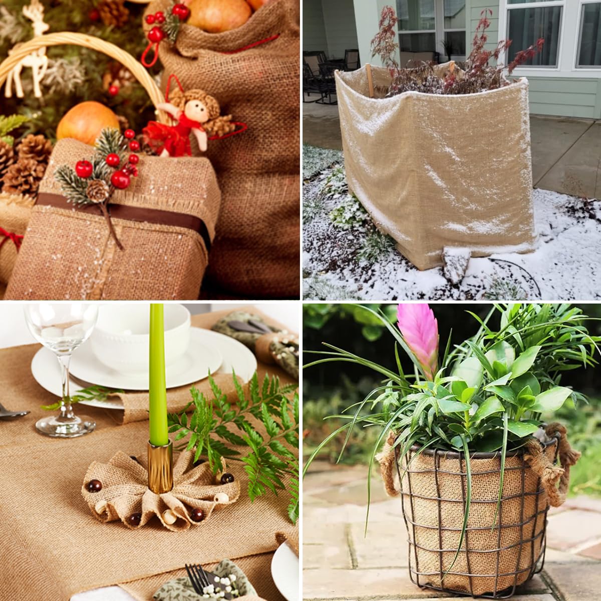 Hortifan Burlap Fabric Roll, 40" x 15 Feet Burlap Garden Fabric Natural Jute for Decorations, Crafts, Weddings, Table Runner, Landscaping, Plants & Tree Covering