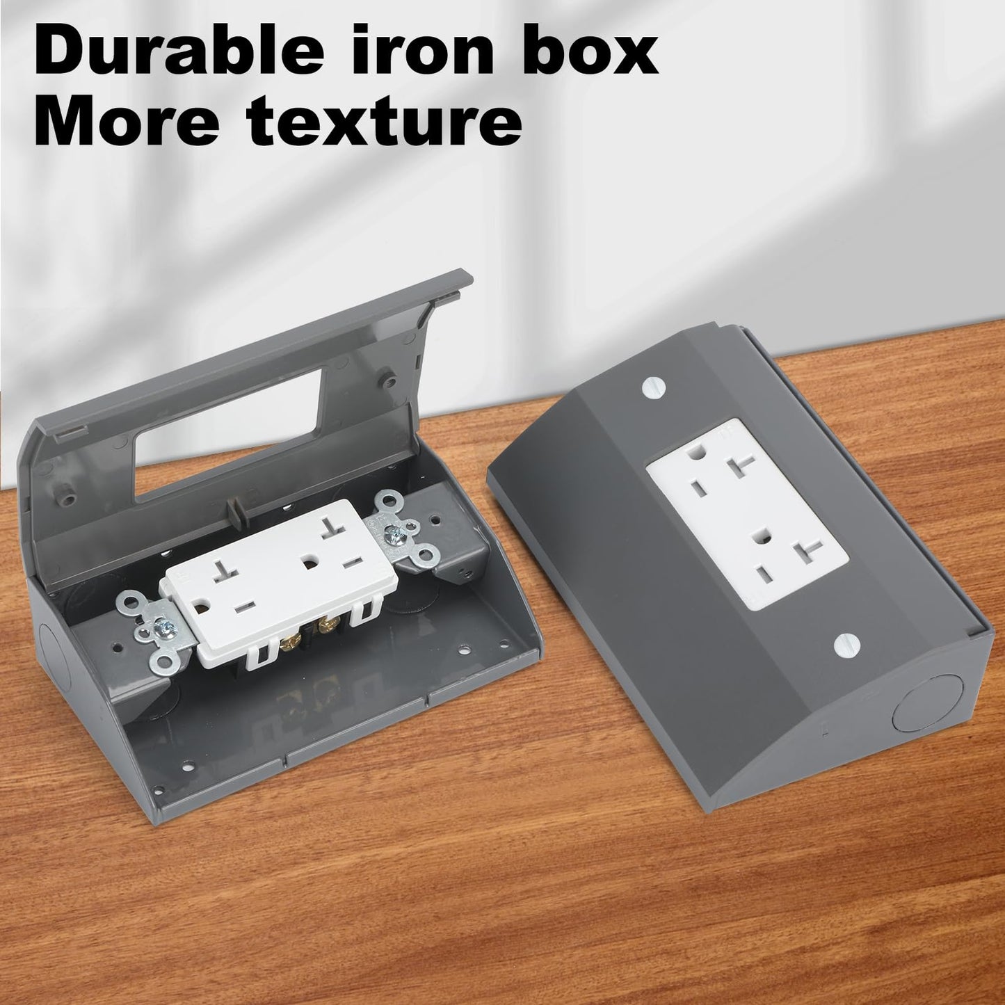 Under Cabinet Hidden Outlet Box – Slim Stainless Steel Design with Powder-Coated Finish, Easy to Install Electrical Solution for Kitchen, Garage, or Workspace