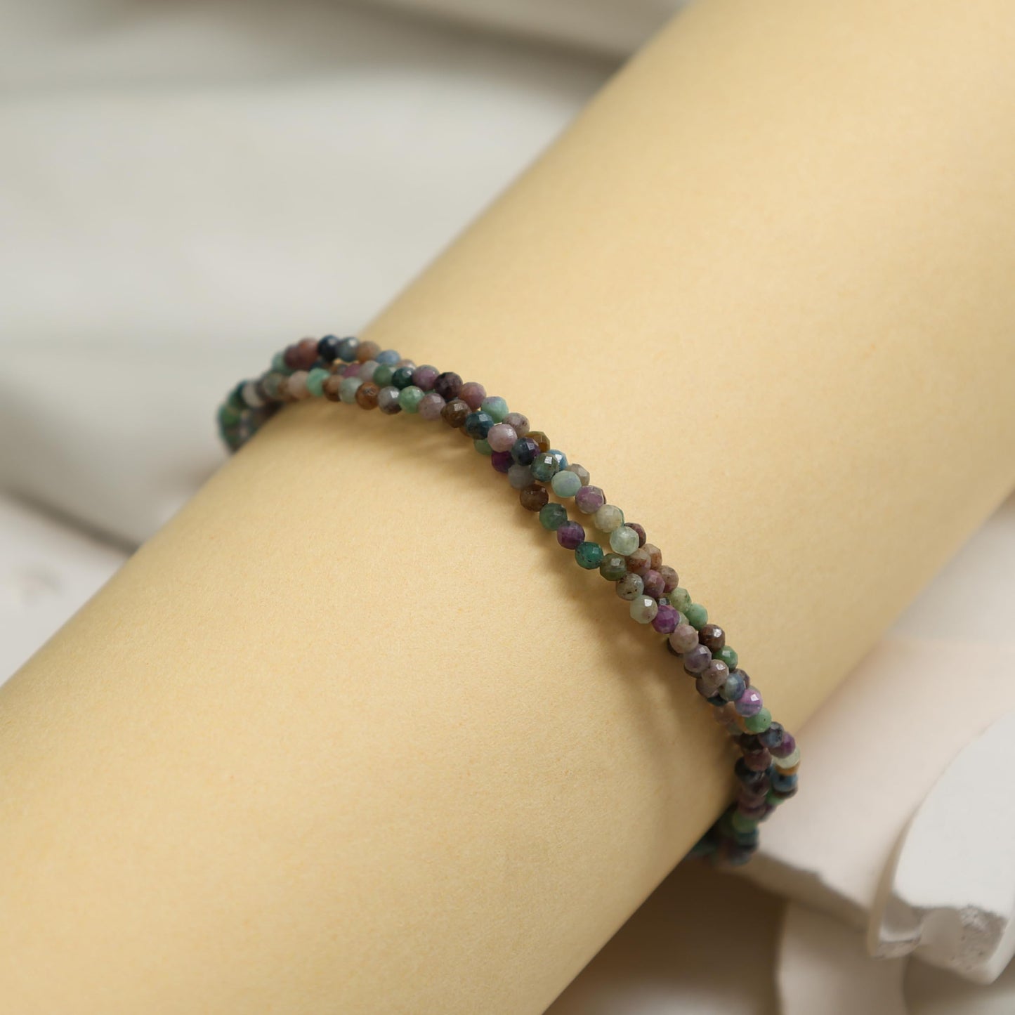 Gempires Multi Sapphire Beaded Bracelet Multi Strand Gemstone Jewelry Hypoallergenic 8 Inch Gold Plated Lightweight Dainty Minimalist Bracelets Gifts
