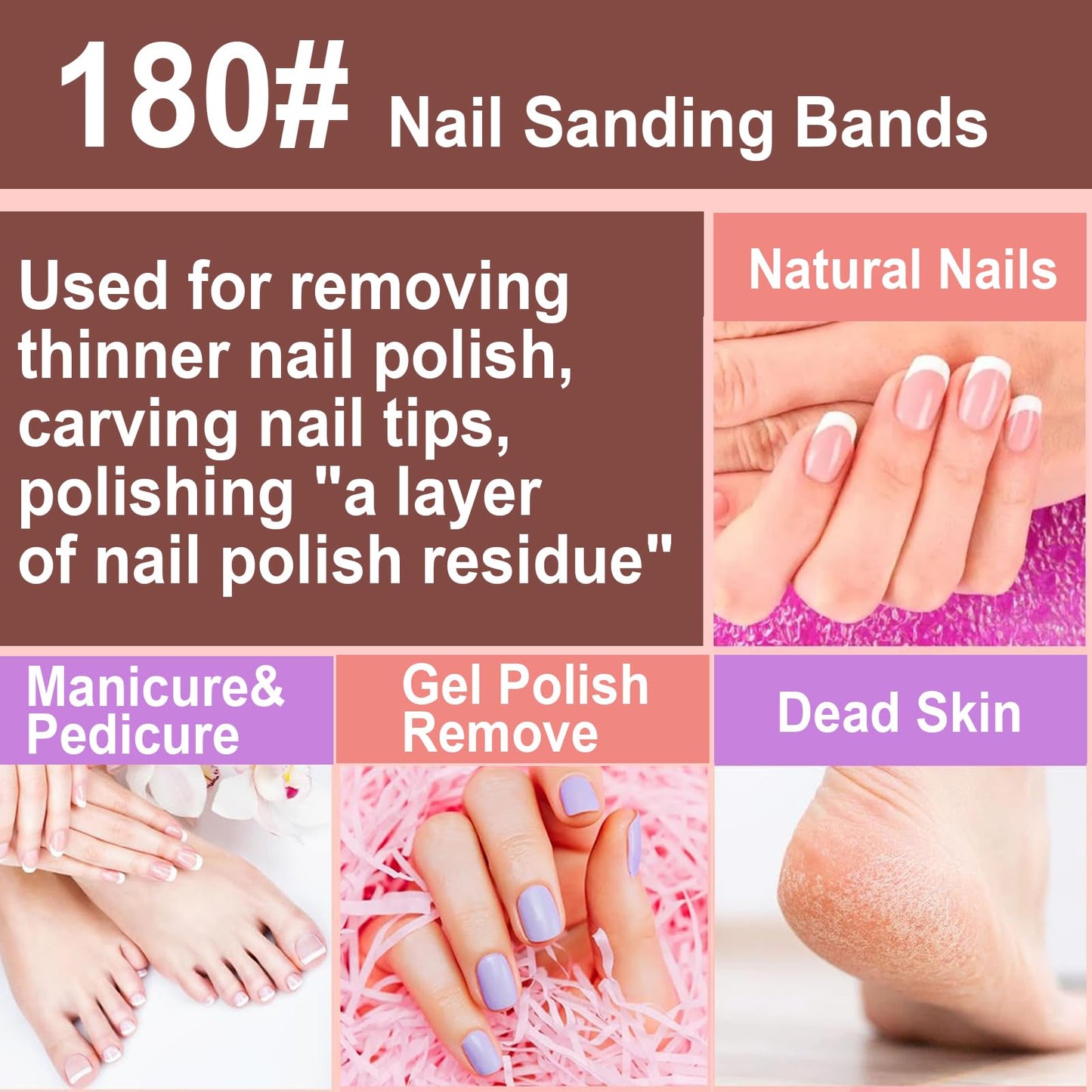 50pcs 180 Grit Sanding Bands, Nail Drill Bits, Mini Sanding Bands for Nail Drill, Includes 2 Sanding Shafts, Nail Sanding Bands, Nail Drill Accessories
