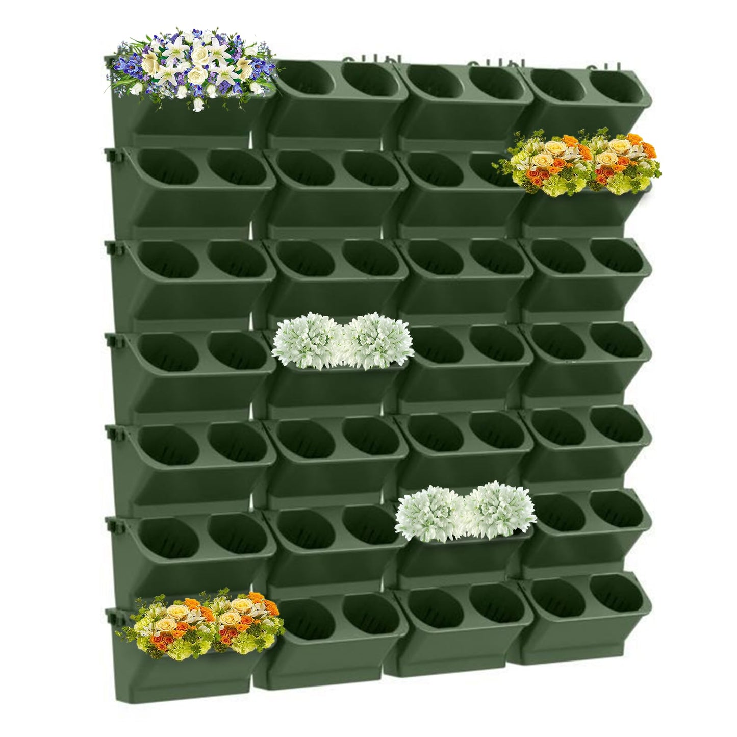 ERYRON Vertical Wall Planter Stackable Wall Planter Indoor Outdoor with 60 Pockets, Garden Self Watering Wall-Mounted Planter Plant Flower Pot Holder for Herbs Vegetables Fruits