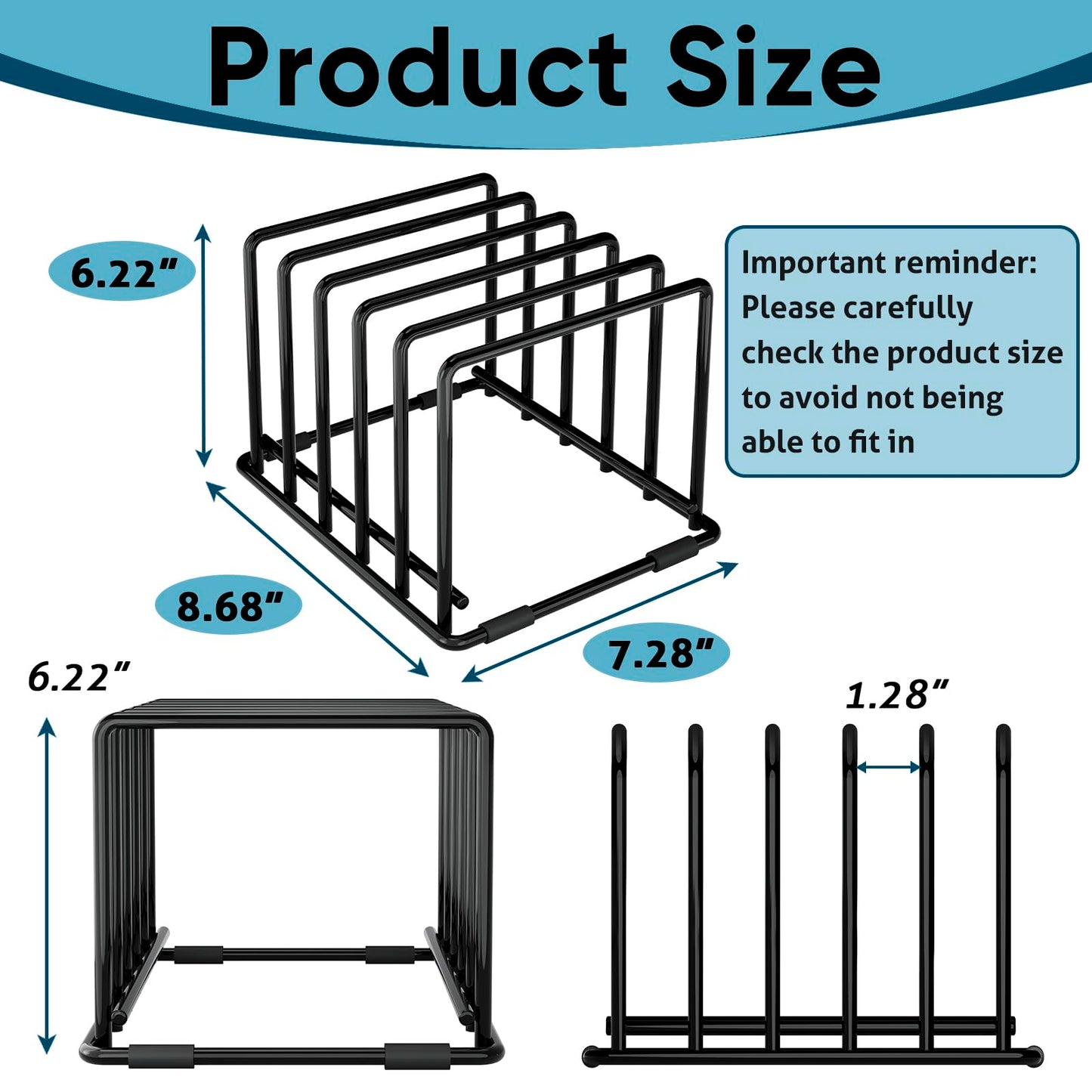SAGLAU 2-Pack Cutting Board Organizer, 5-Slot Steel Kitchen Storage Rack for Cutting Boards, Baking Trays, and Thin Pans - Compact Clutter-Free Solution