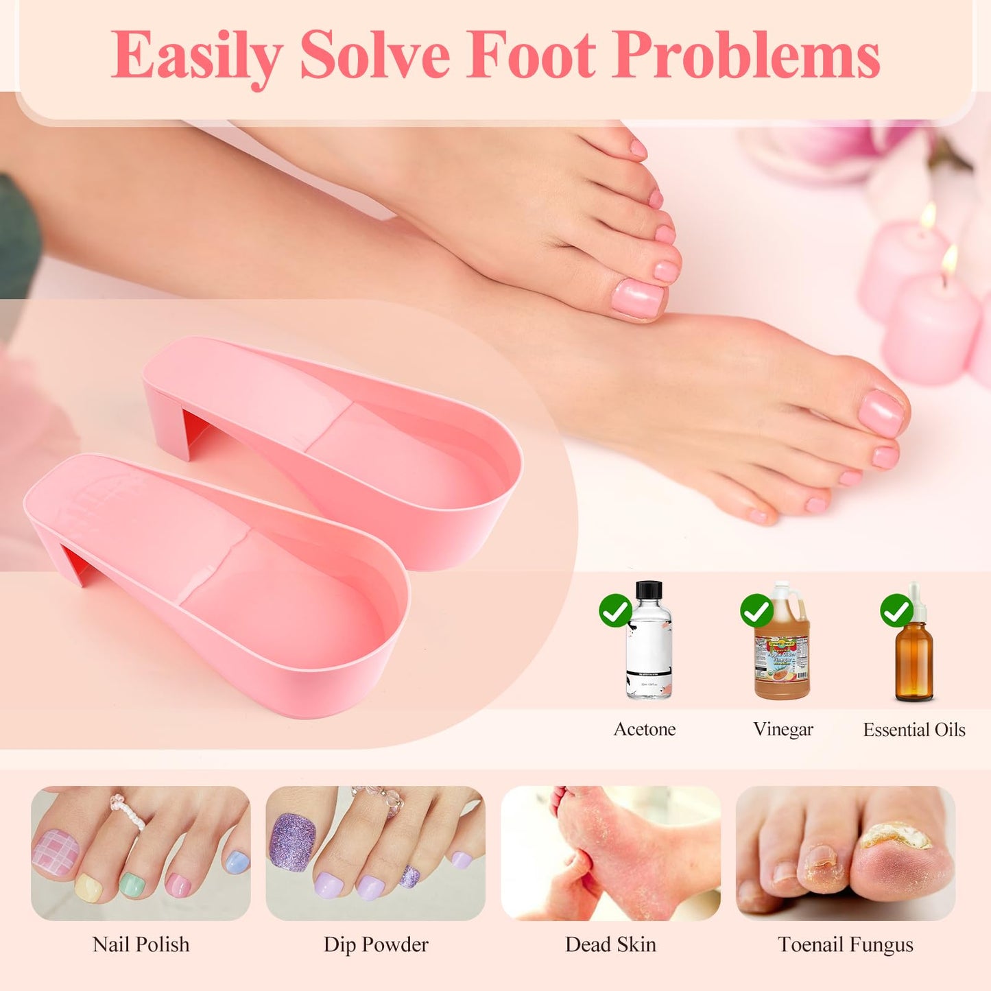 LIONVISON Acetone Nail Soaking Bowl: Soak Off Gel Polish Nail Remover Kit - Acetone Bowl for Nails Dip Powder Removal - Manicure Nail Soak Off Bowl for Nail Art