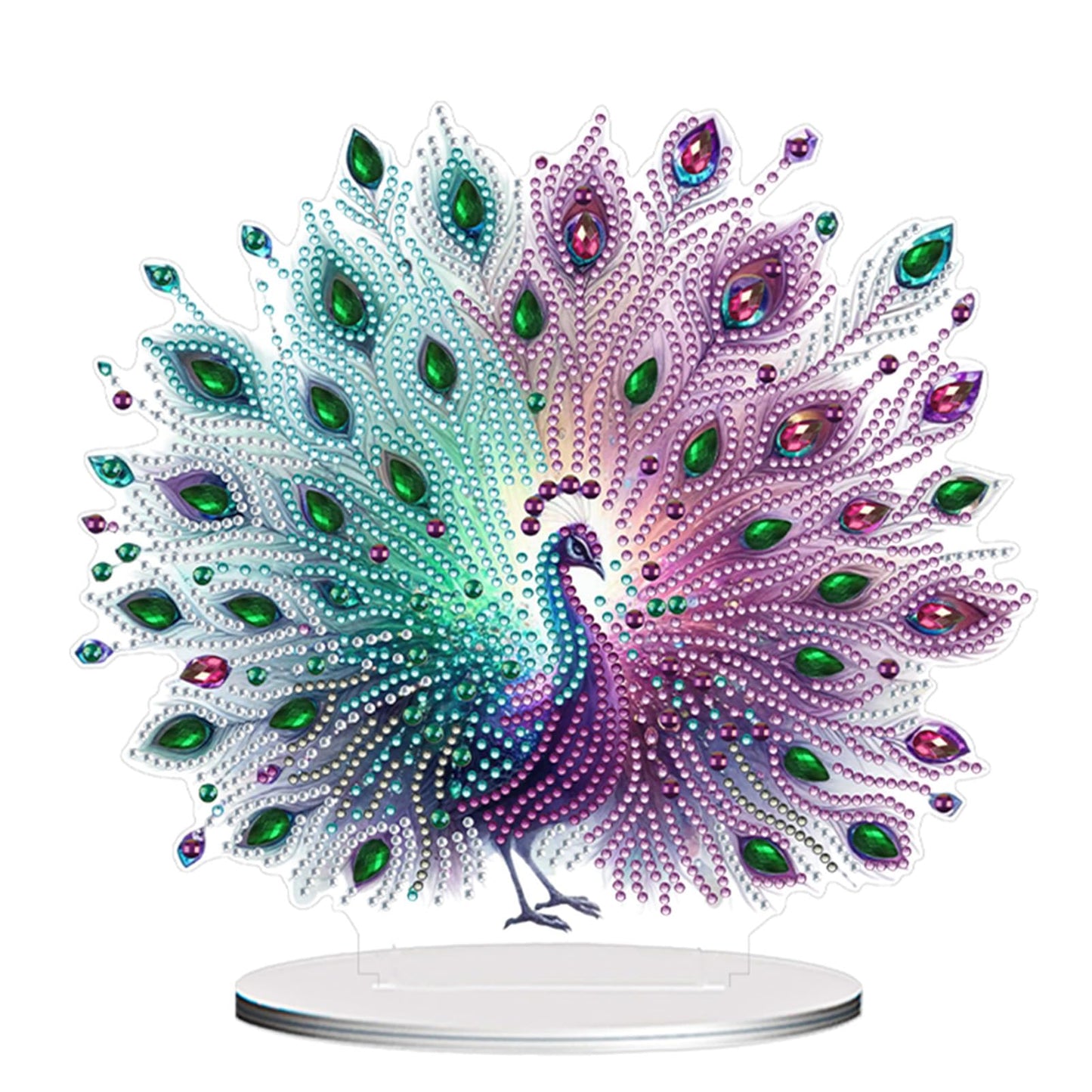 Sulunmo Diamond Art Kits for Adults - Acrylic Diamond Painting Ornaments, DIY 5D Diamond Art Statues Diamond Dots Sculpture with Special Shaped Drills(Peacock-66)