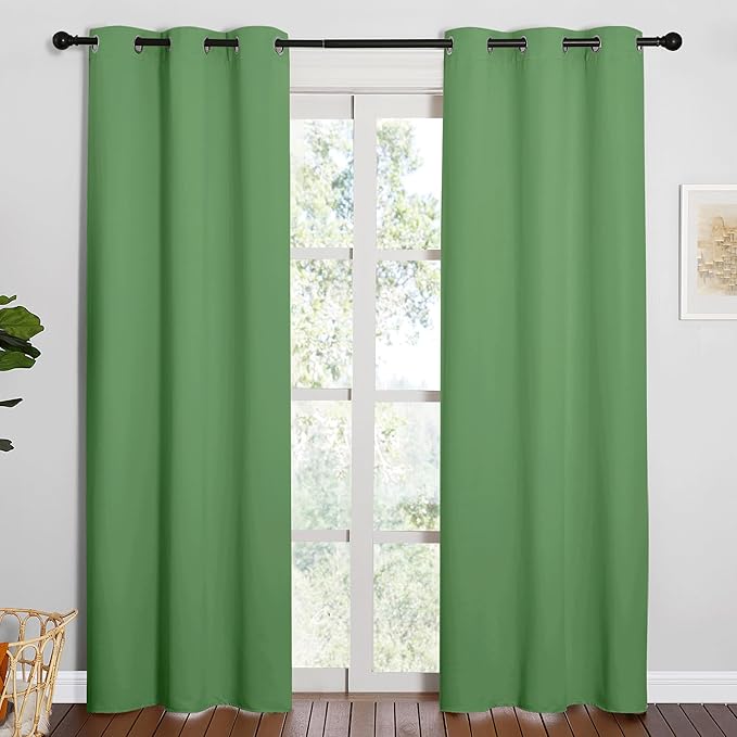 NICETOWN Froest Green Blackout Curtains 84 inches Length for Living Room, 2 Panels, 42" Wide, Thermal Insulated Long Drapes for Large Window