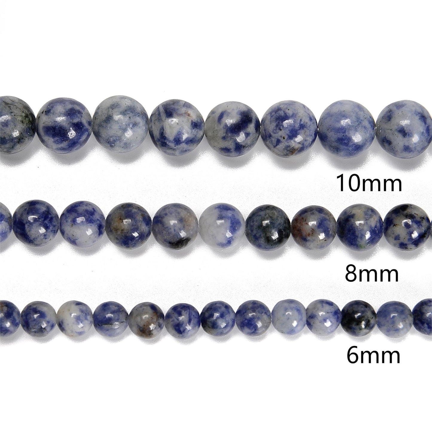 65Pcs 6mm Blue Spot Jasper Natural Round Loose Real Stone Beads Gemstone Genuine for DIY Hand Made Craft Jewelry Bracelet Earring Necklace String Making Energy Healing Power