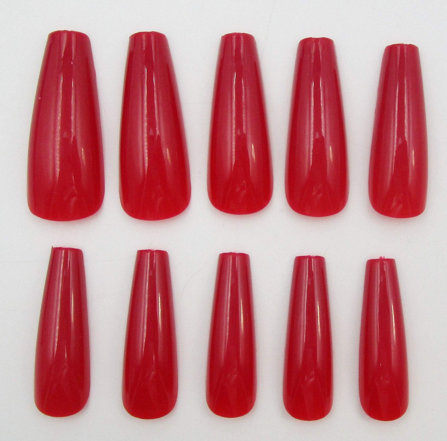 100pc Red Press on Nails Medium Coffin Fake Nails, Medium Press-on Nail Coffin Acrylic Nails Press ons Nail Red False Nail Glossy Ballerina Artificial Fingernail Full Cover Glue on Nail