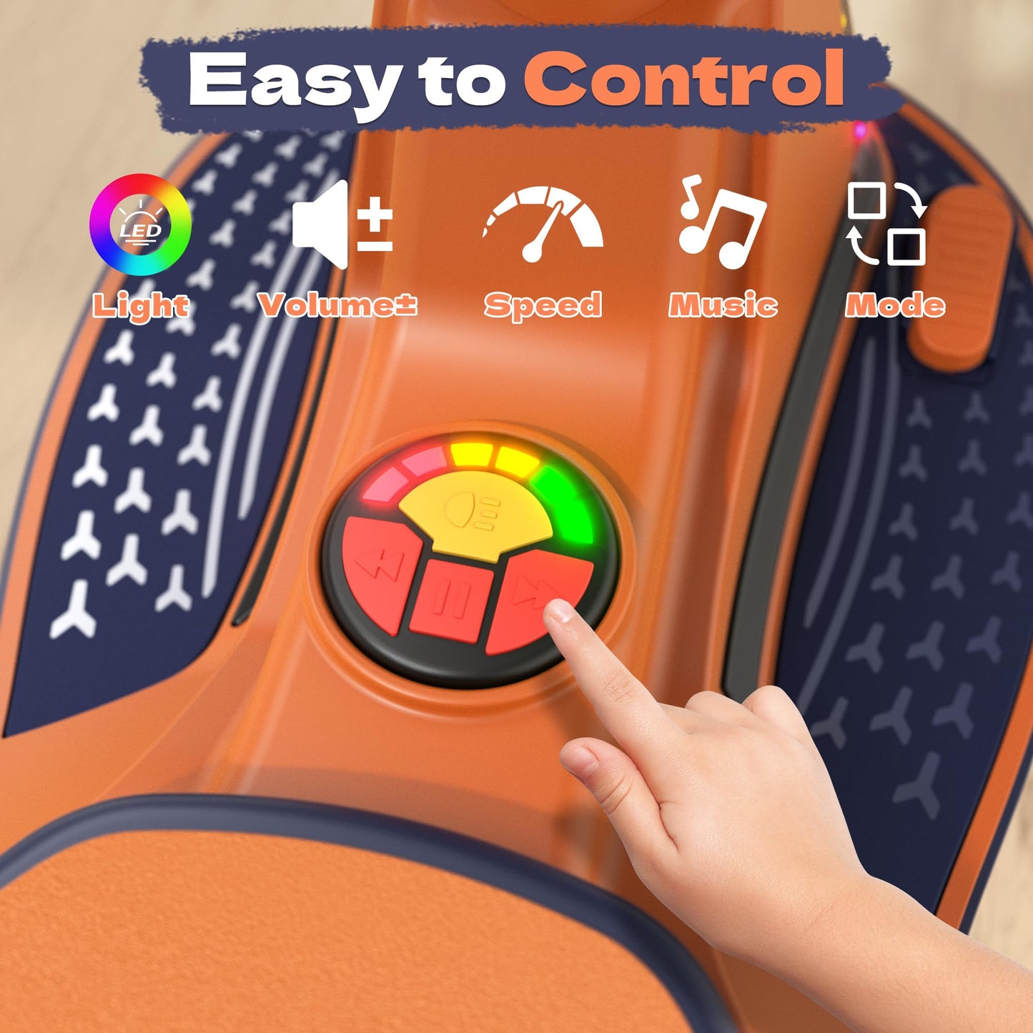 ANPABO 12V Electric Wiggle Car with Pedals, 2 Seater, 2x75W Motor, Music & Bluetooth, Ride On Toy for Kids Ages 3+, 170 Lbs, Orange