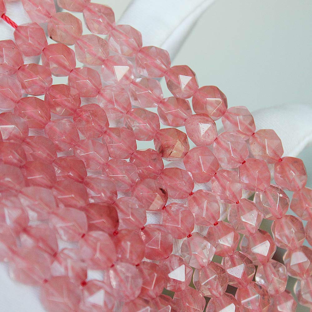 MJDCB Best Sellers Stone Beads Faceted Polygon Red Watermelon Crystal Crystal Energy Stone Healing Power for Jewelry Making(8mm)