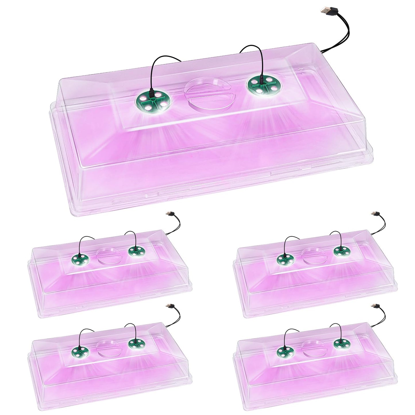 Niuyhe 5 Pack Humidity Dome for 1020 Tray with Grow Light, 21.25"×11.02" Propagation Seed Cloning Lid Adjustable Vented for 10 X 20 Inch Plant Seed Starter Pots