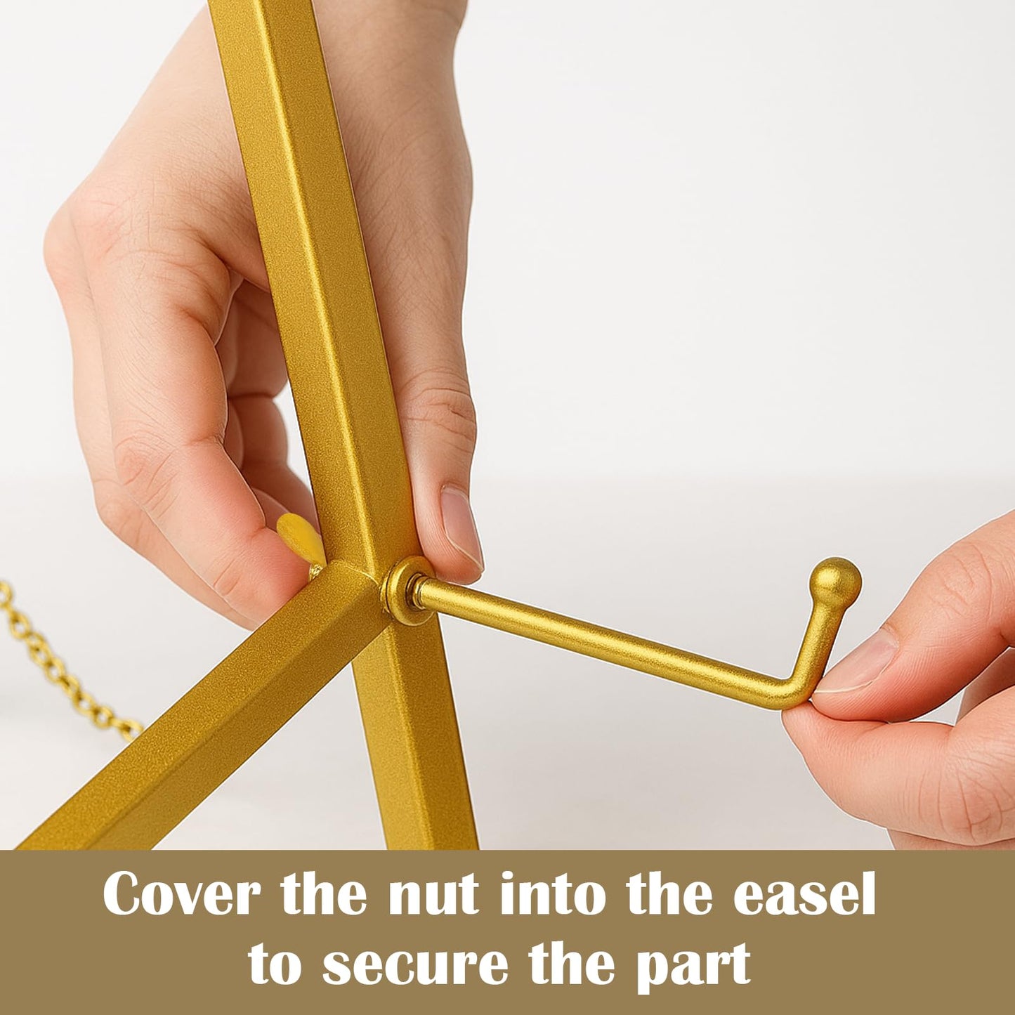 Falling in Art Metal Easel Stand, 16.5" Table Top Easel Stand for Display, Tripod Mirror Plate Stand Holder for Photos, Books and Wedding Signs, Gold