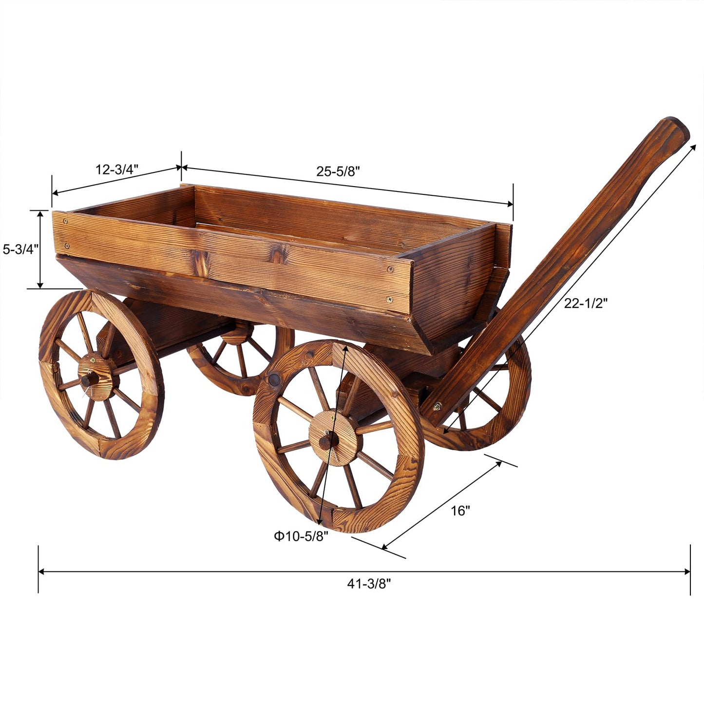 FUCIHOMA Wood Wagon Flower Planter Pot Stand W/Wheels Home Garden Outdoor Decor