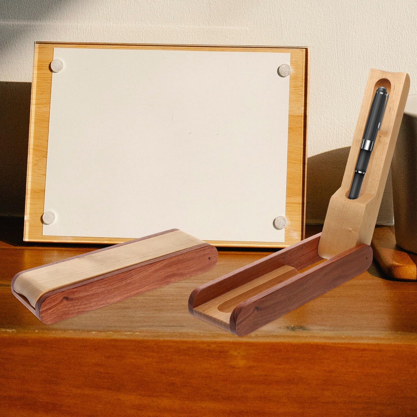 Wooden Pen Case Box Single Fountain Pen Case Empty Pen Box Pen Presentation Display Box Fountain Pen Container for Home Office Dekstop Stationery Supplies