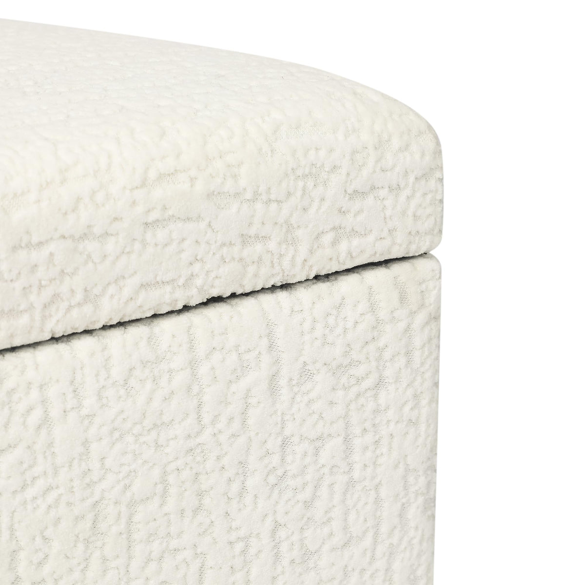 18 Inch High Faux Fur White Cube Ottoman Storage